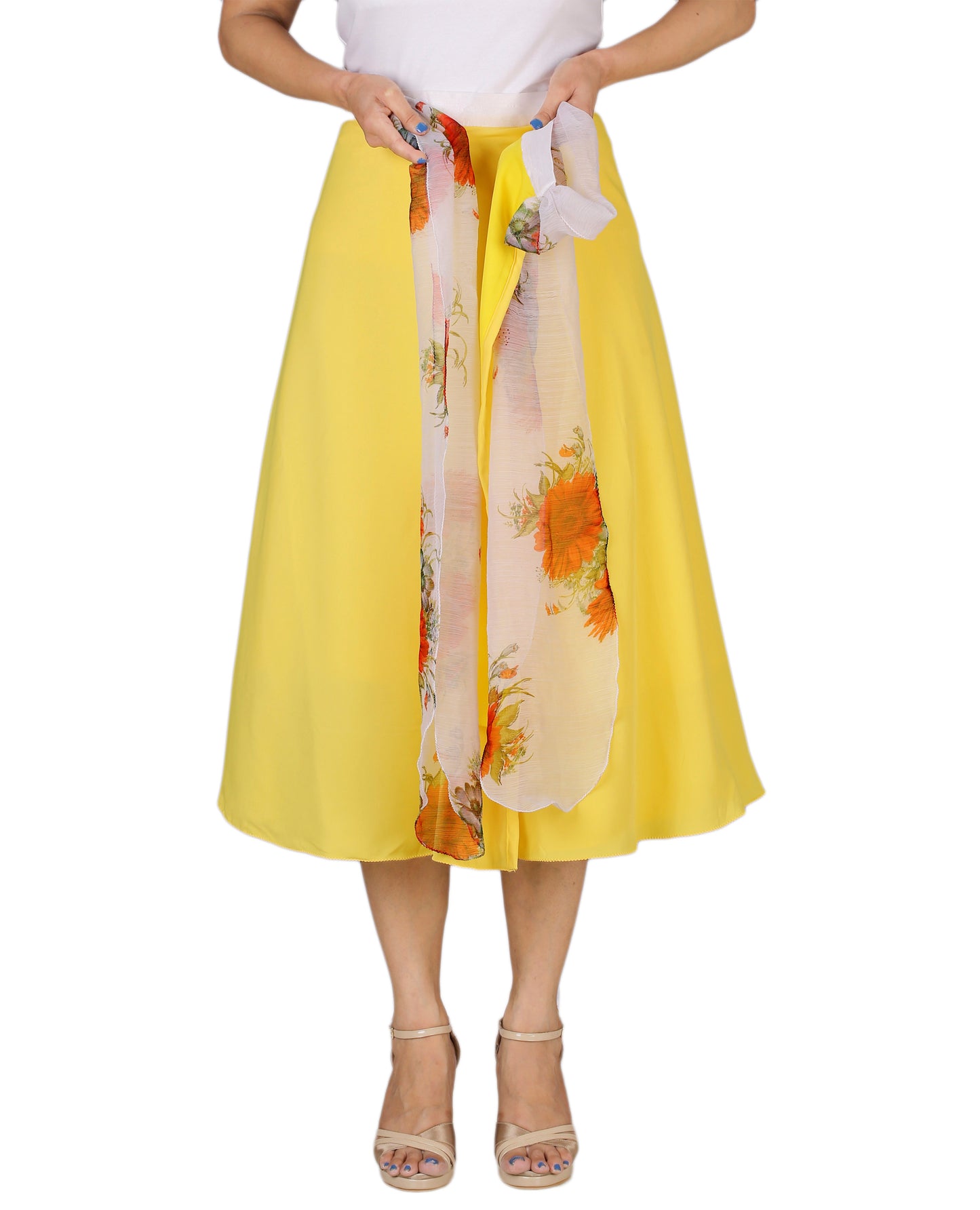 Crepe Yellow Beach Wrap Skirt Free Size WA000168