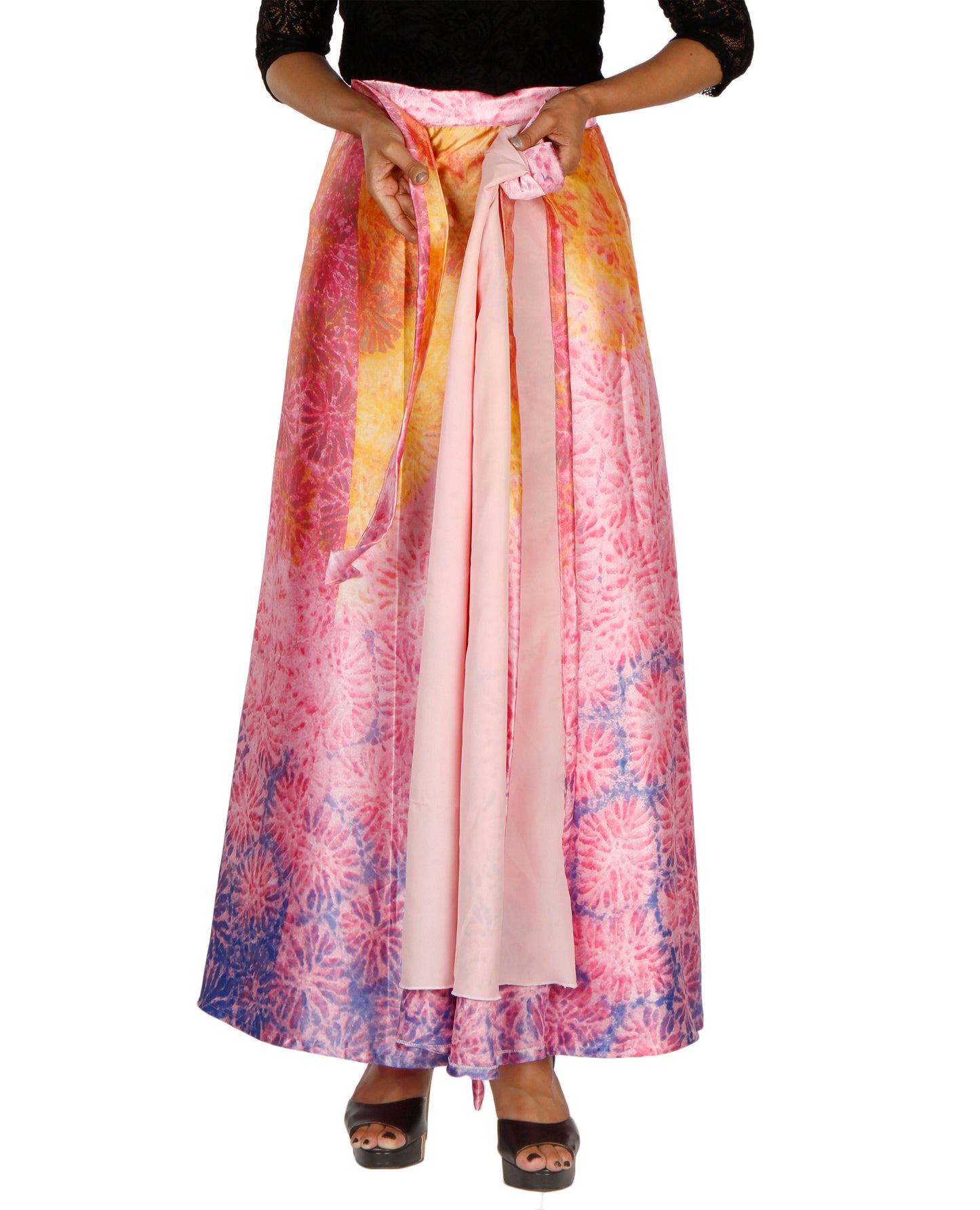 Pink A-Line Printed Wrap Skirt Free Size WA000203