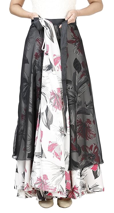 Black Layered Wrap Skirt Free Size WA000133