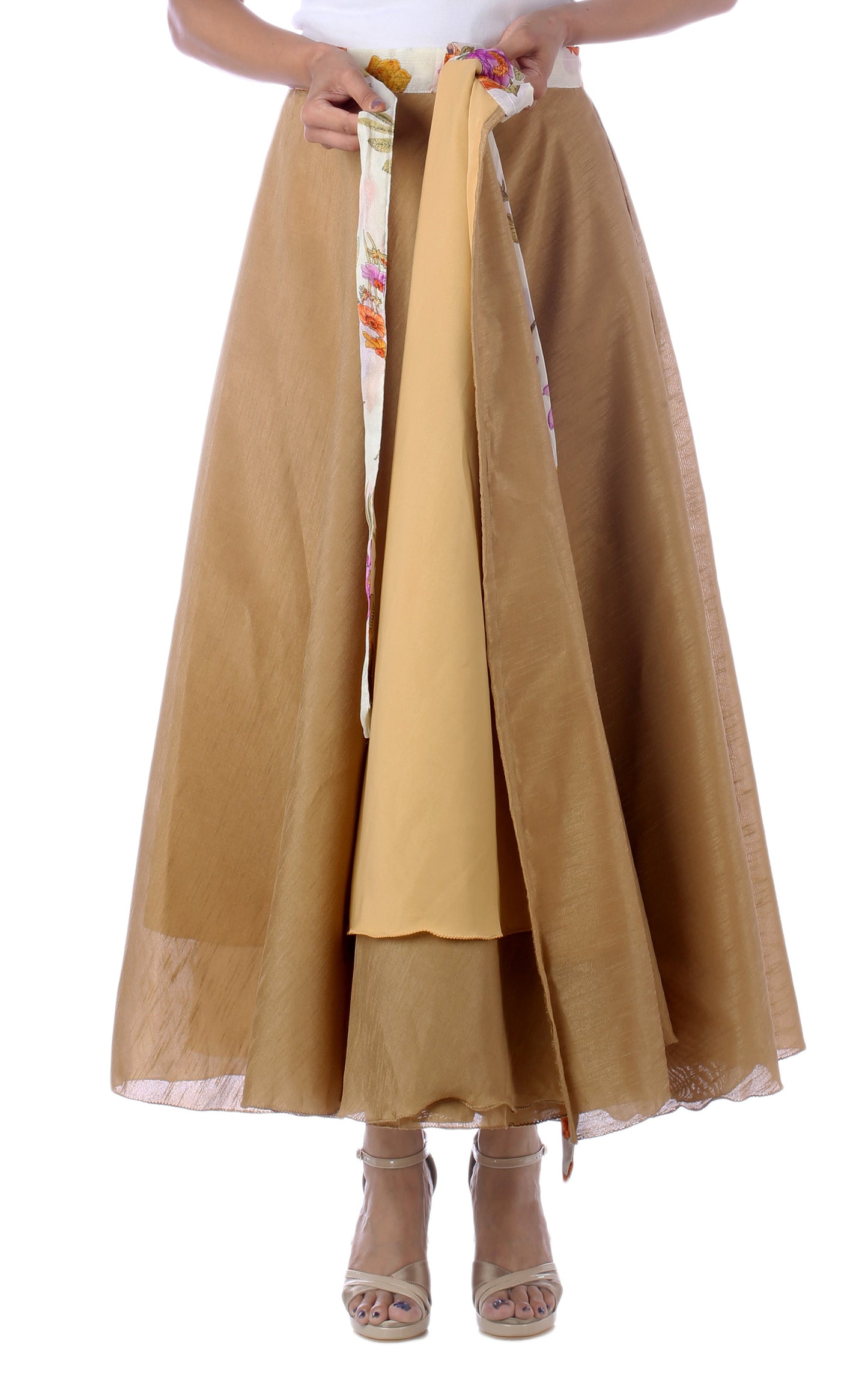 Silk Flared Midi Wrap Skirt Free Size WA000178