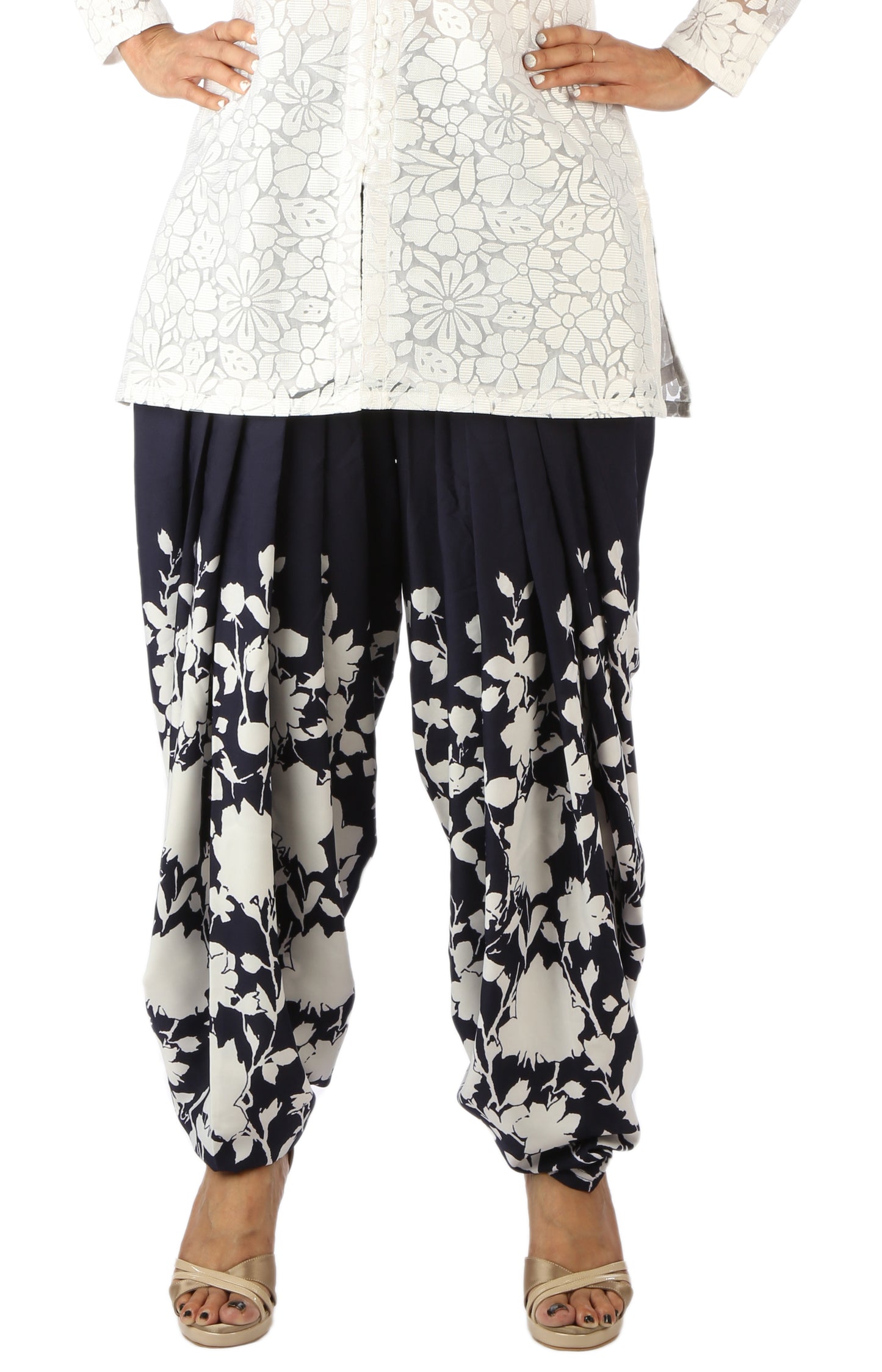 Blue Floral Print Patiala Salwar DVSR0005