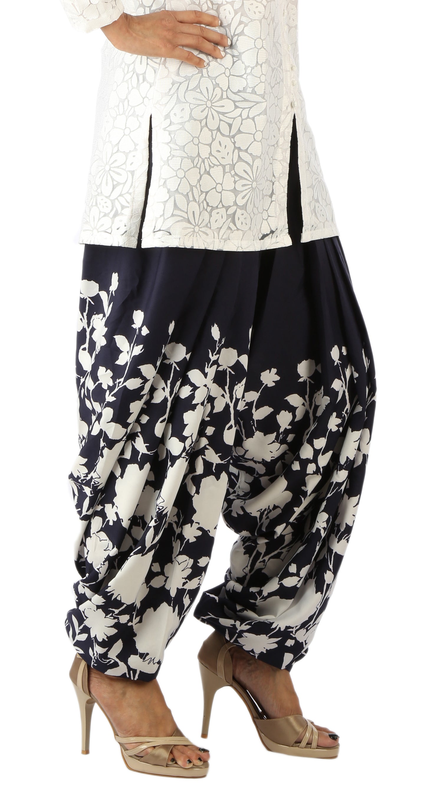 Blue Floral Print Patiala Salwar DVSR0005