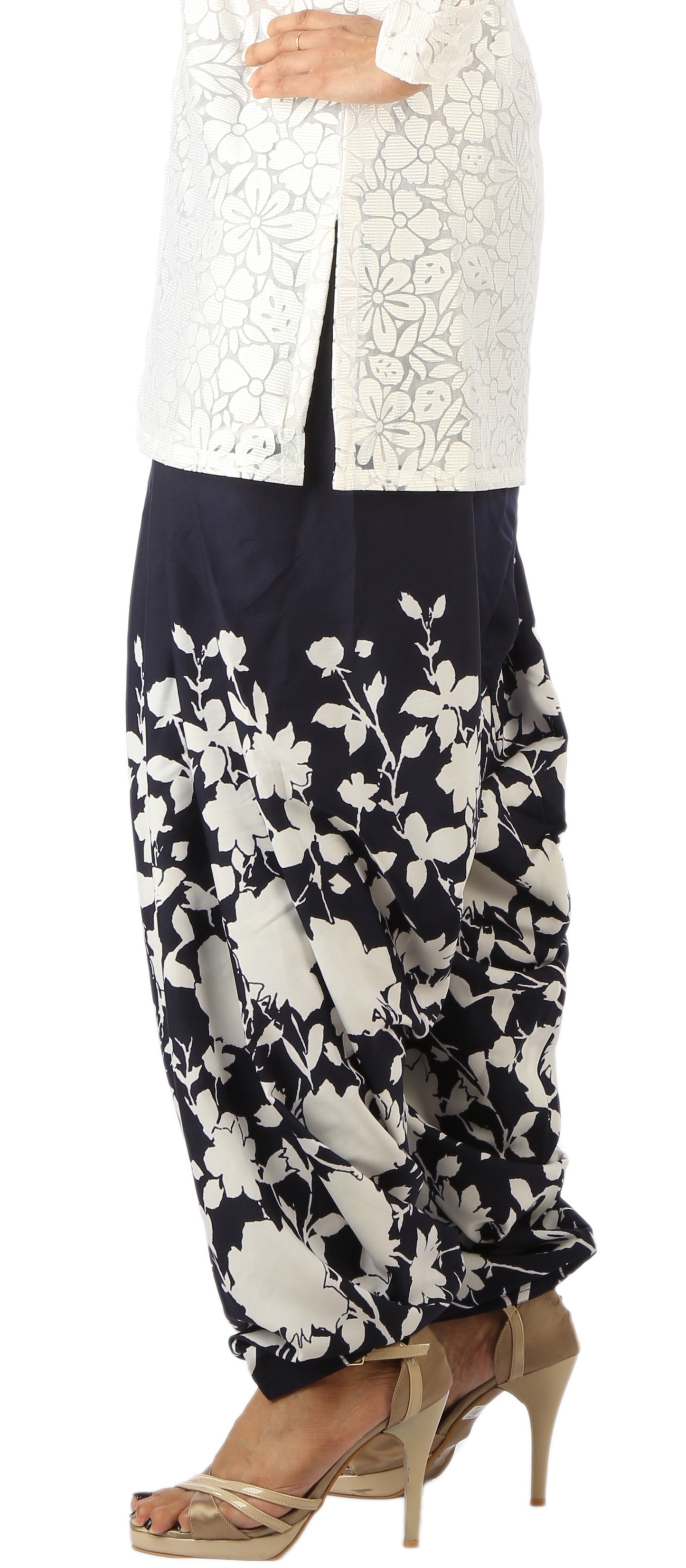 Blue Floral Print Patiala Salwar DVSR0005