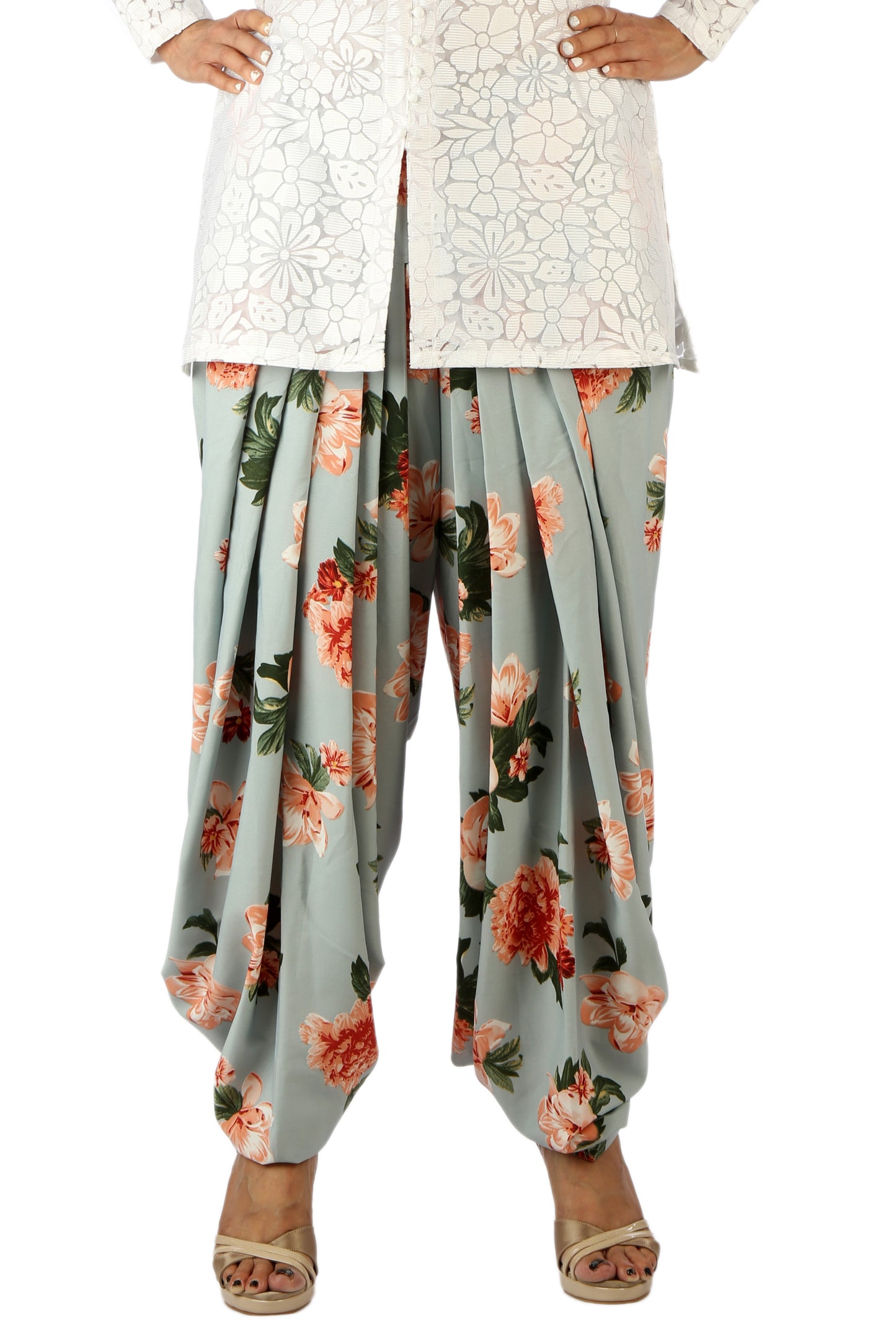 Grey Floral Print Patiala Salwar DVSR0009
