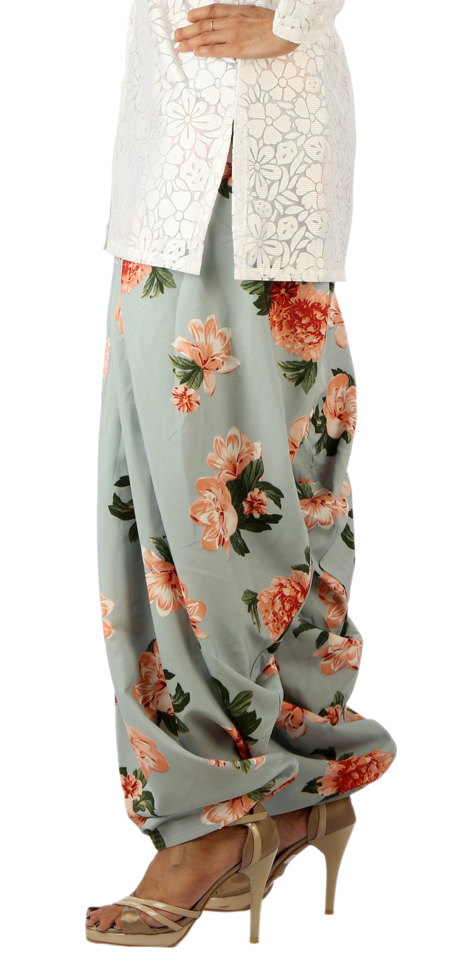 Grey Floral Print Patiala Salwar DVSR0009