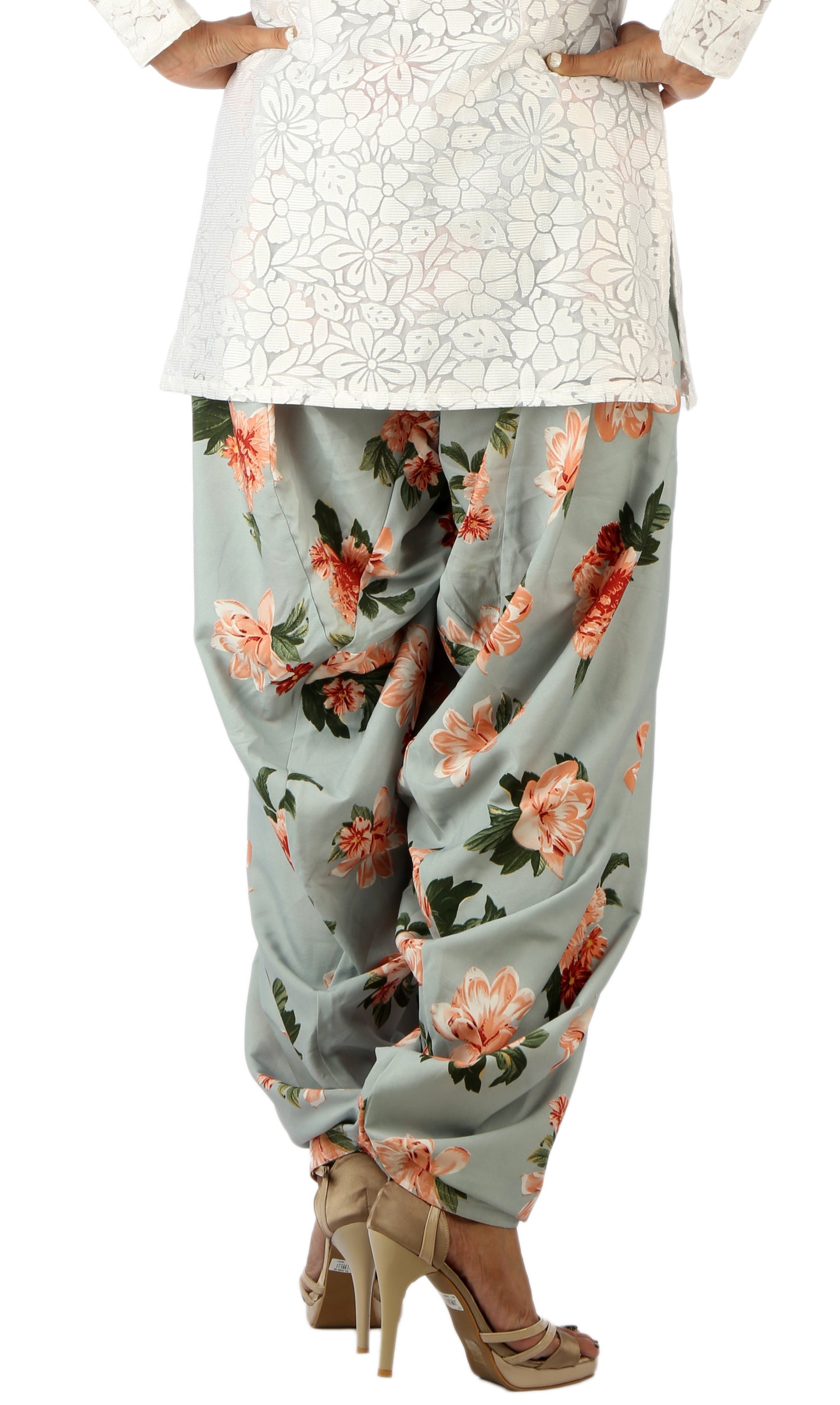 Grey Floral Print Patiala Salwar DVSR0009