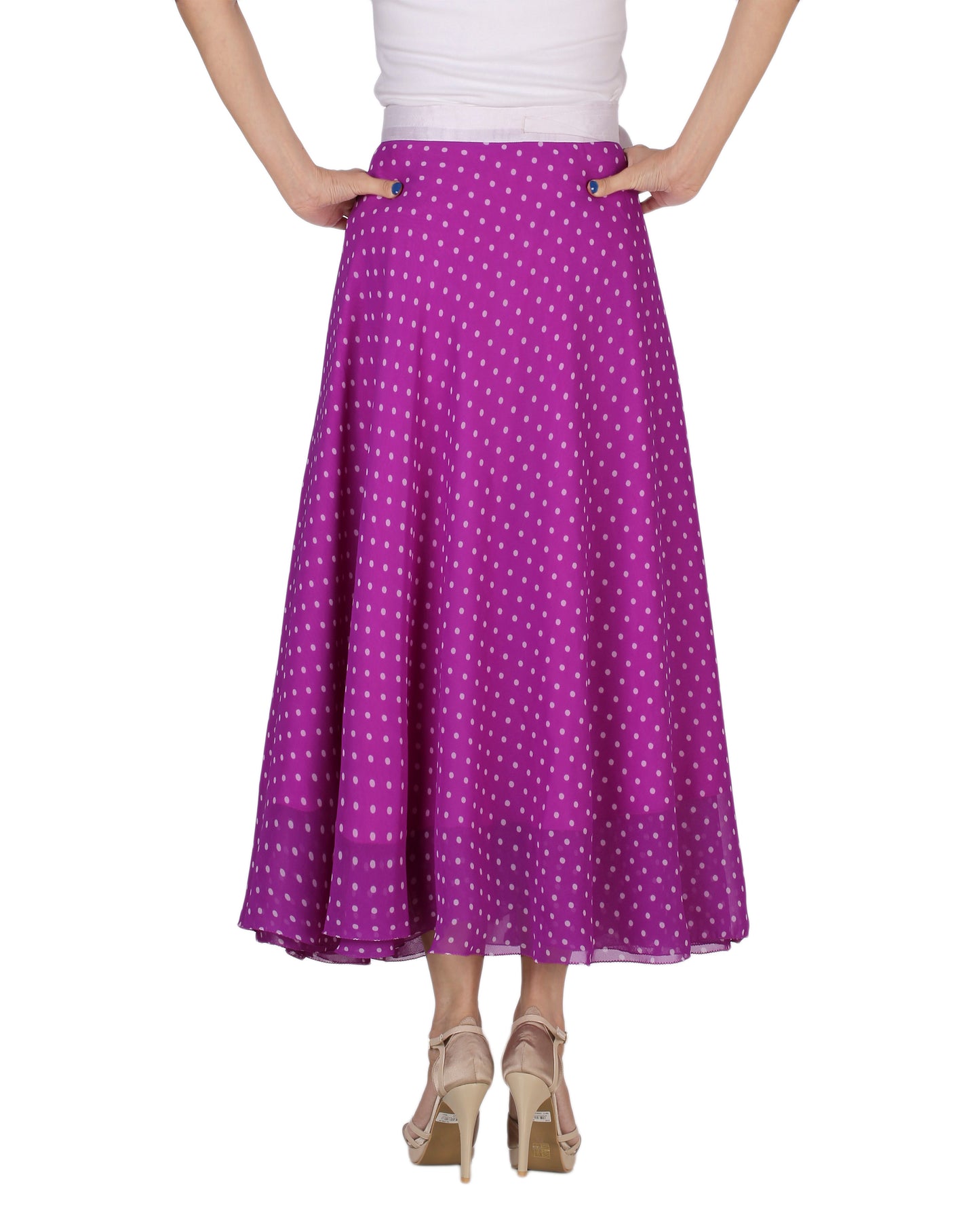 Purple Polka Dots Wrap Skirt Free Size WA000165