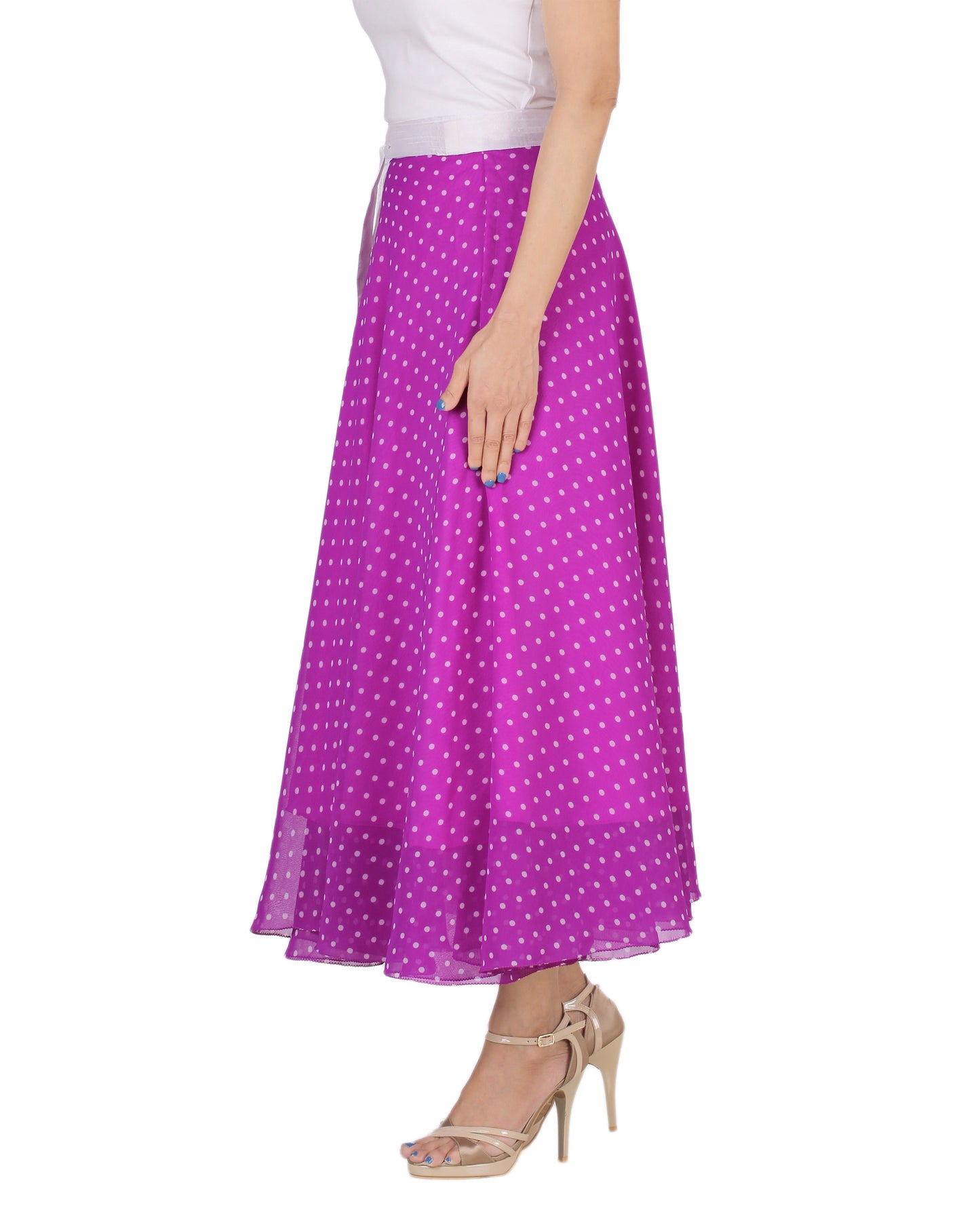 Purple Polka Dots Wrap Skirt Free Size WA000165