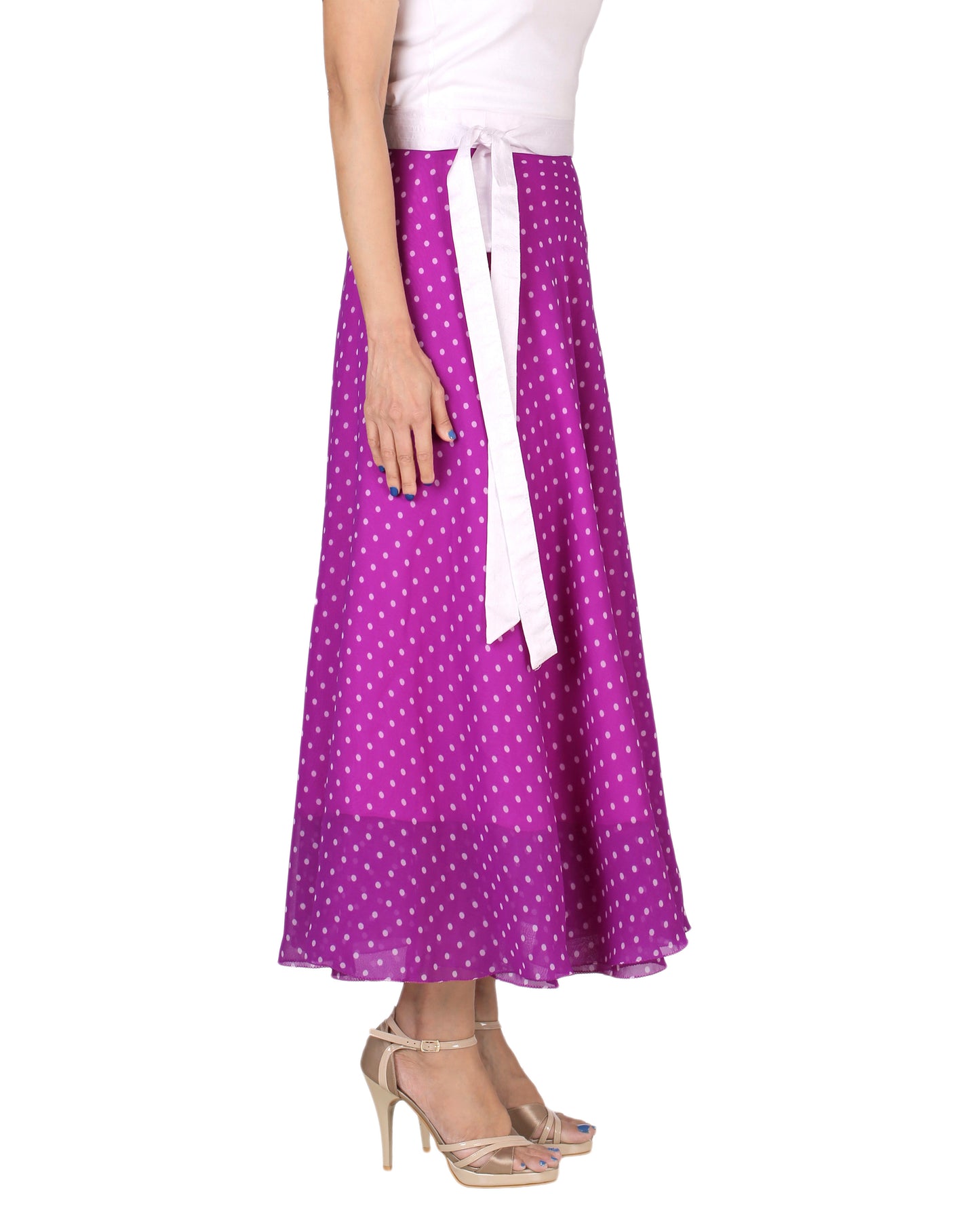 Purple Polka Dots Wrap Skirt Free Size WA000165