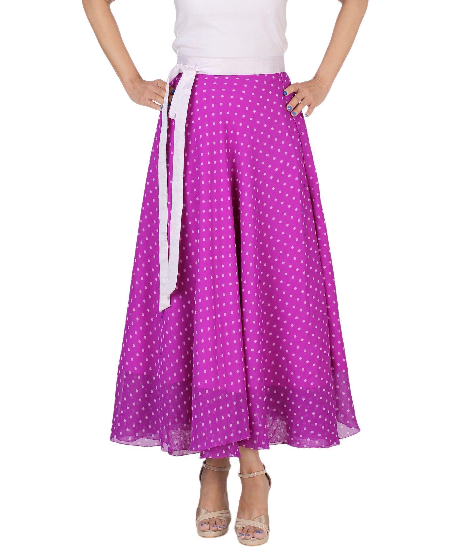 Purple Polka Dots Wrap Skirt Free Size WA000165