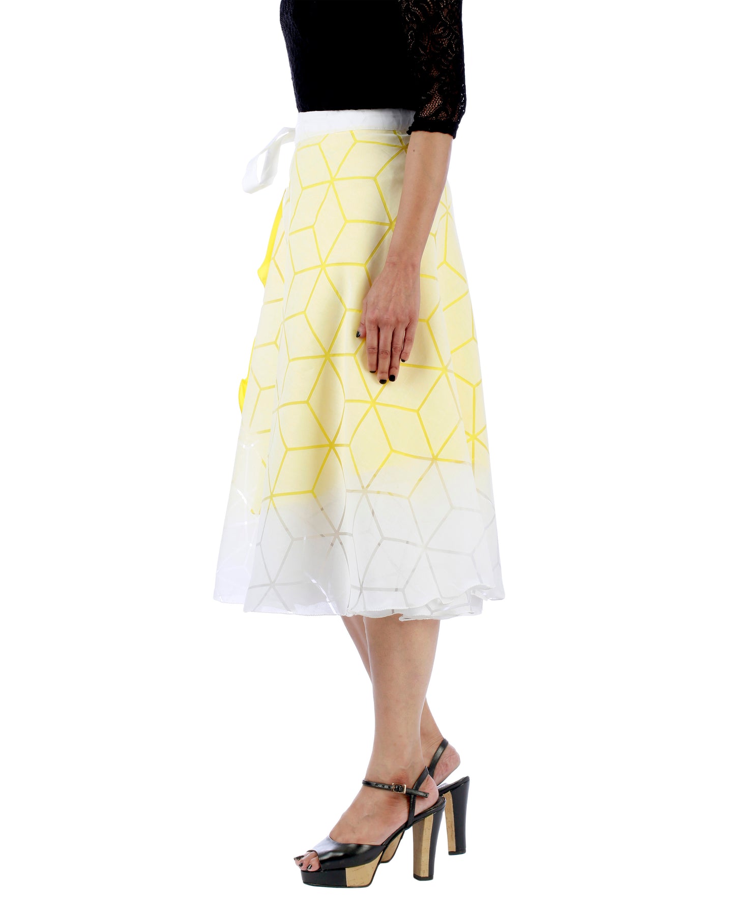 White Ruffle Wrap Skirt Free Size WA000193