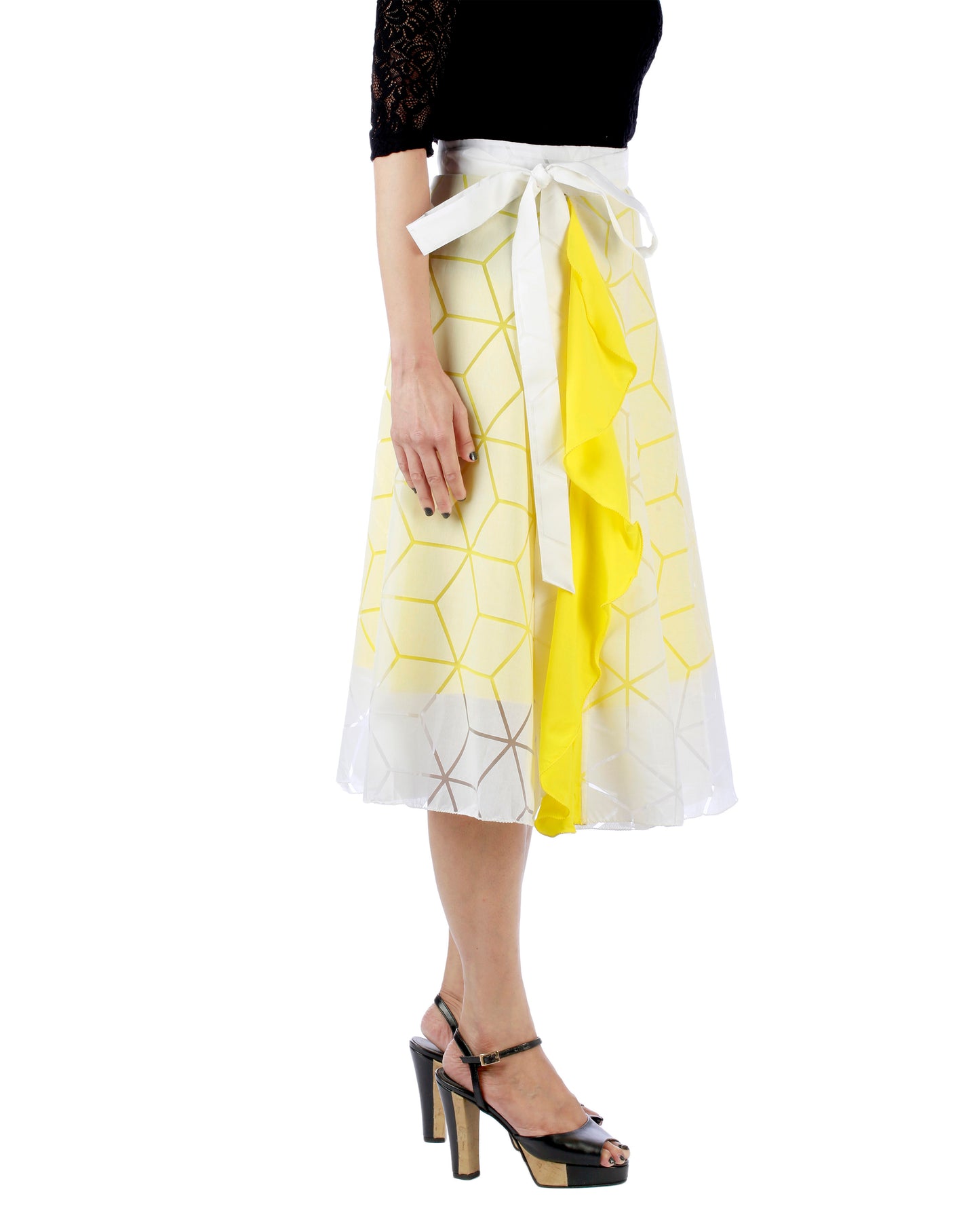 White Ruffle Wrap Skirt Free Size WA000193