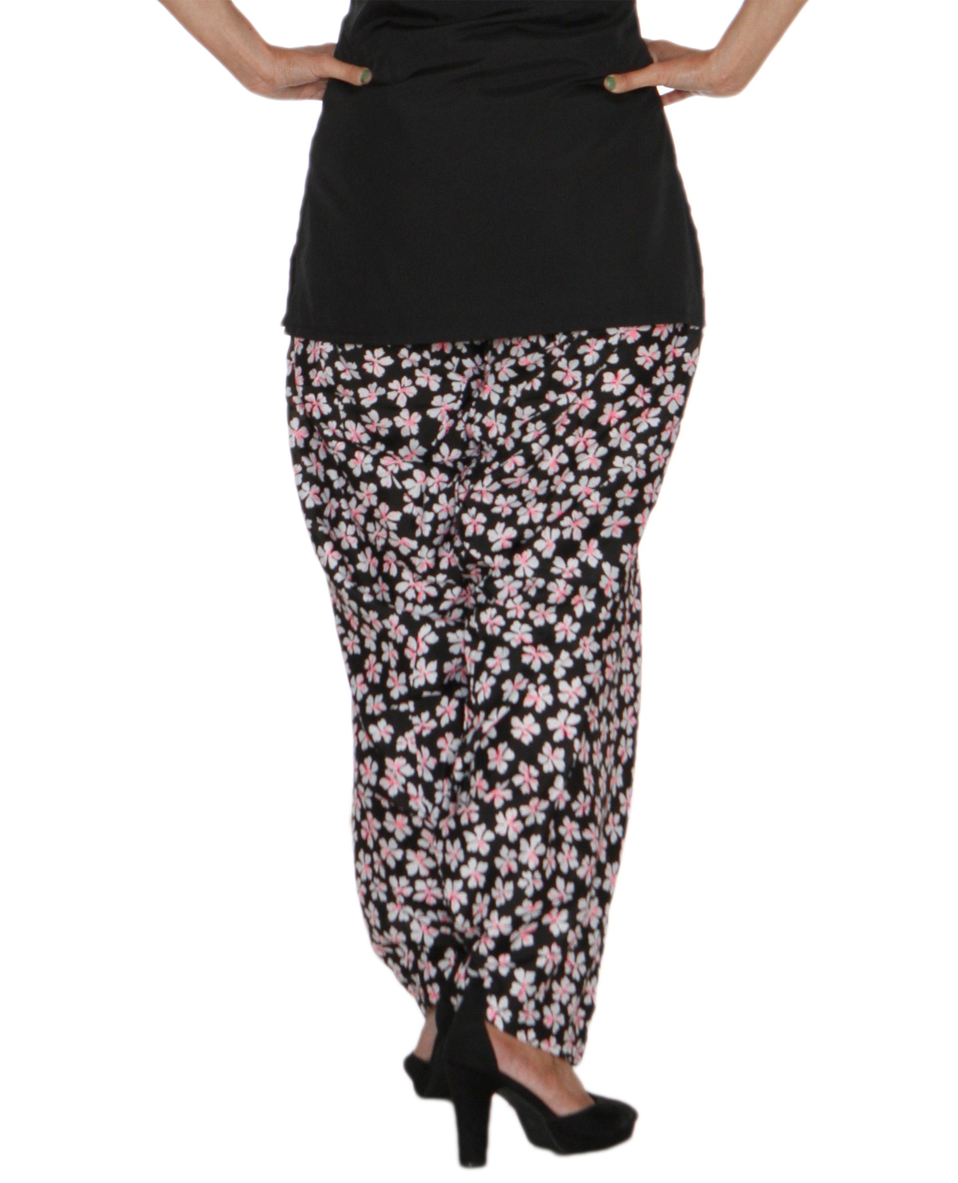 DeeVineeTi Women's Crepe Black Floral Printed FreeSize Patiala Salwar DVSR0019 Back