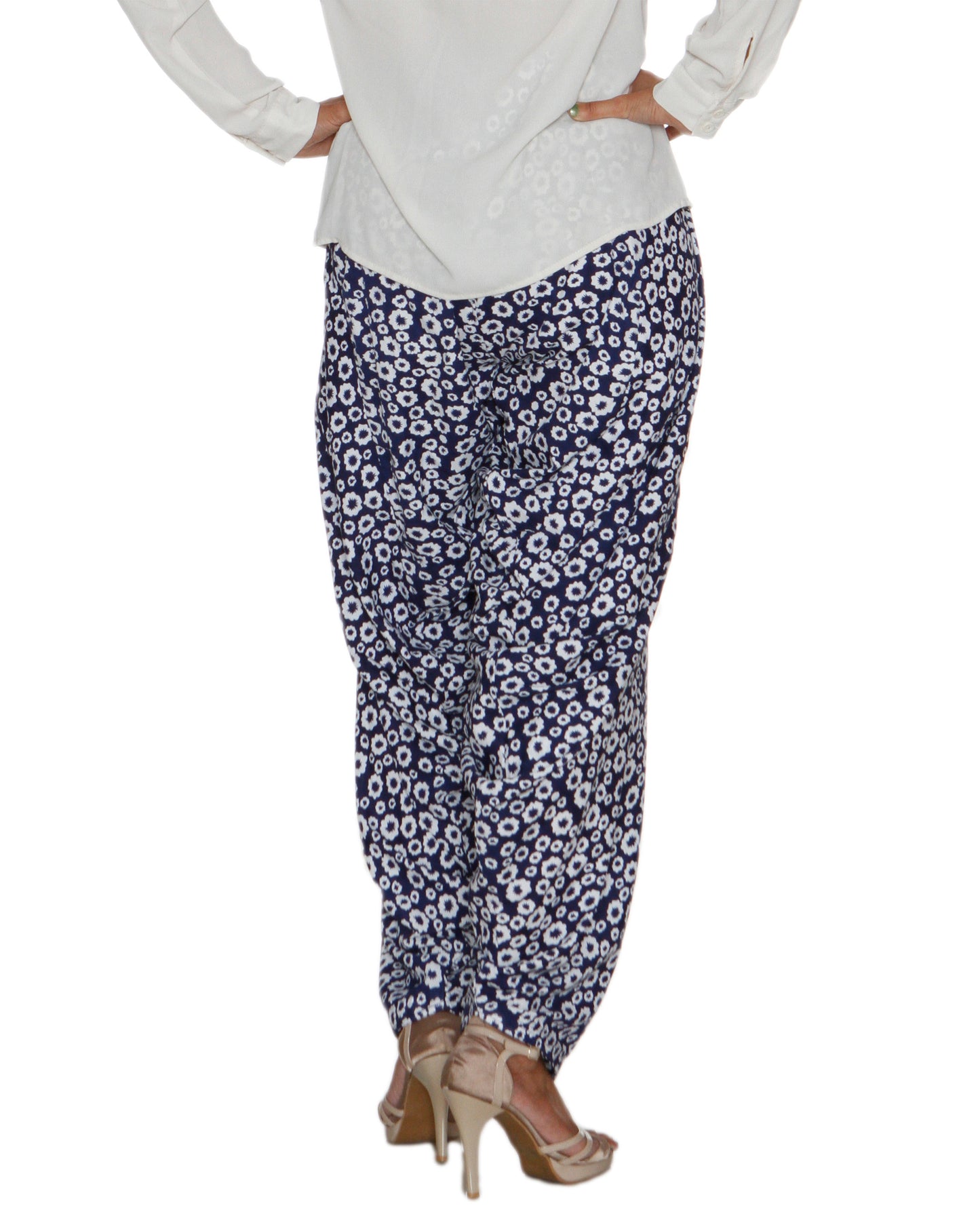 DeeVineeTi Women's Crepe Blue Floral Print FreeSize Patiala Salwar DVSR0016 Back