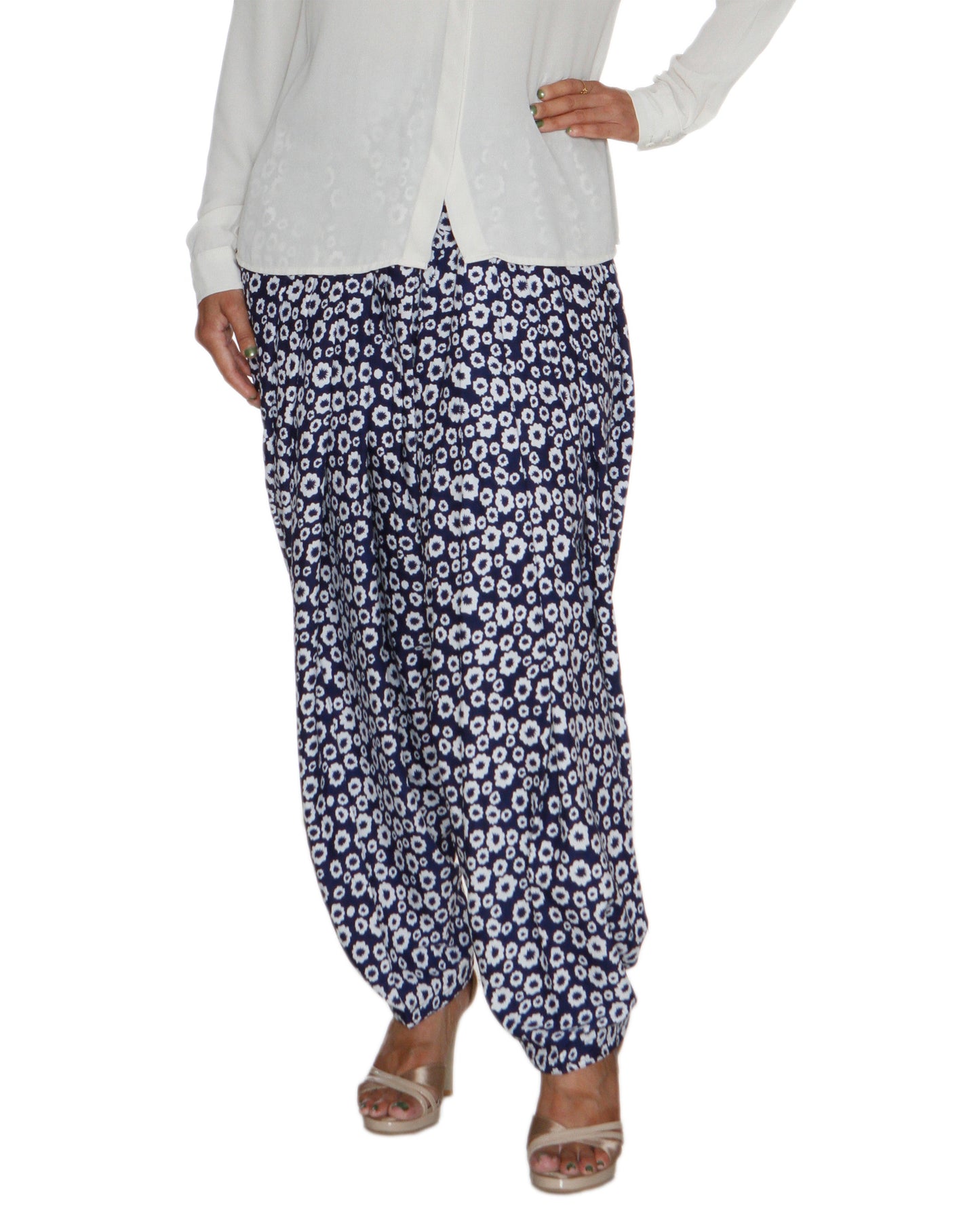 DeeVineeTi Women's Crepe Blue Floral Print FreeSize Patiala Salwar DVSR0016
