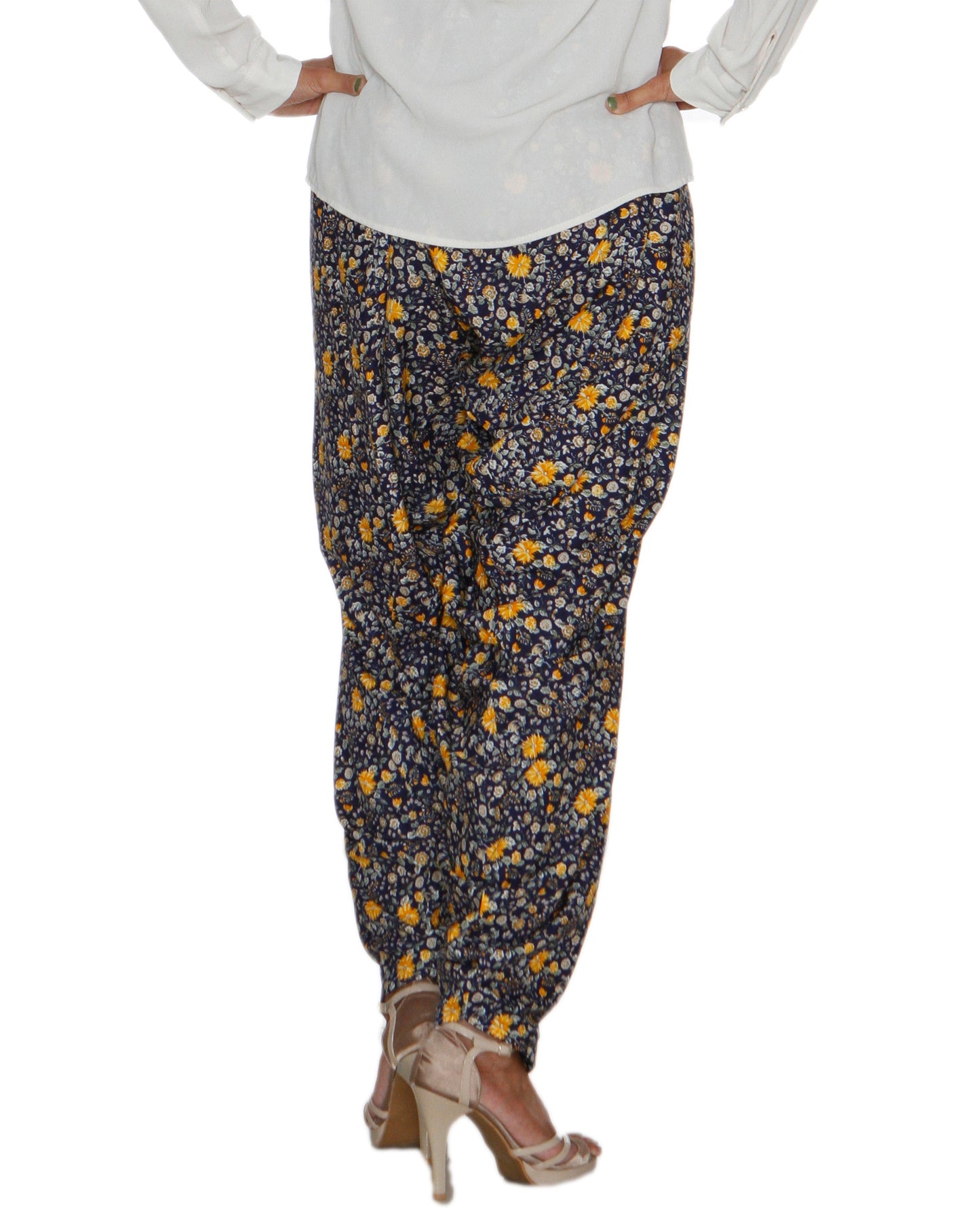 DeeVineeTi Women's Crepe Blue Floral Printed FreeSize Patiala Salwar DVSR0024 Back