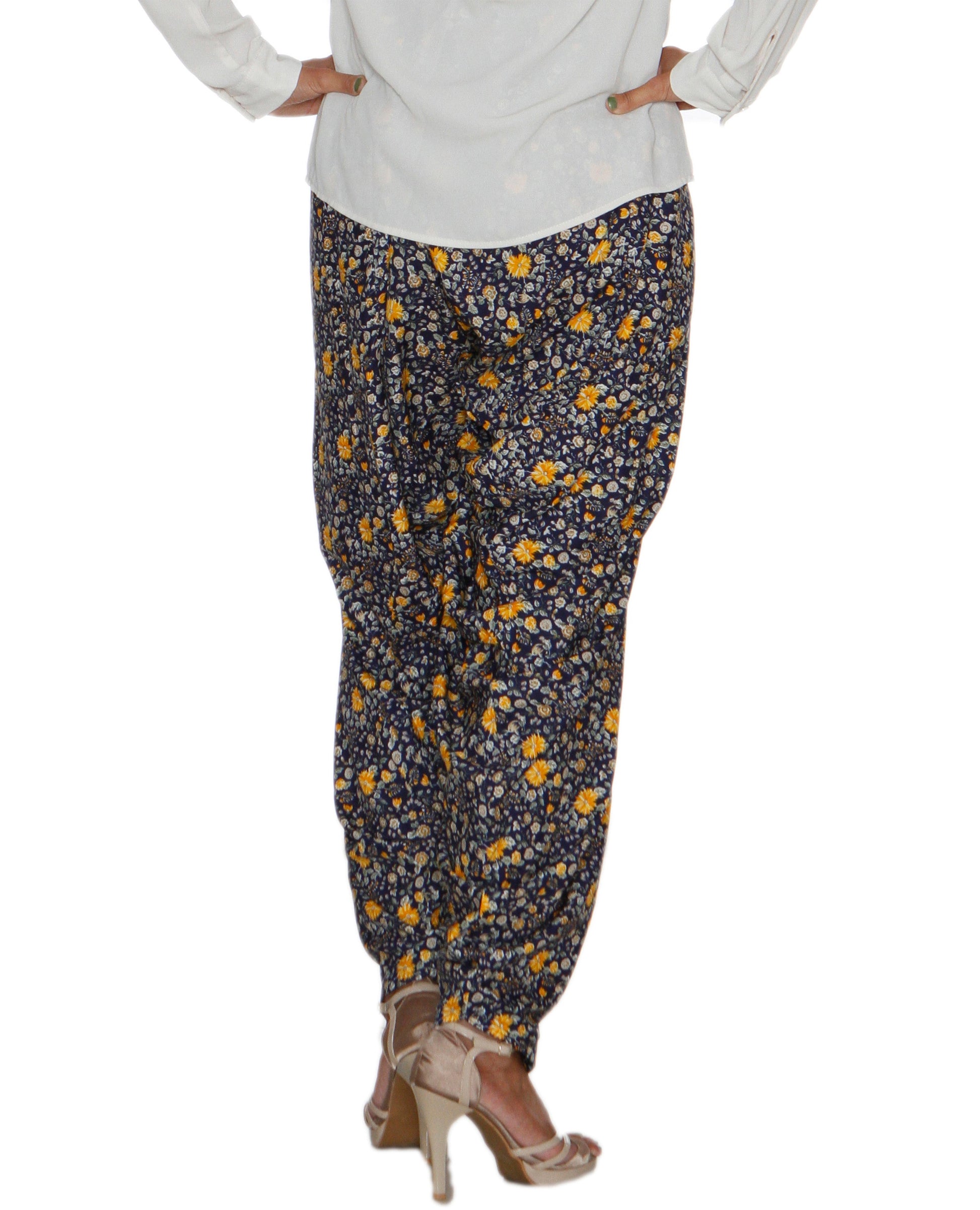 DeeVineeTi Women's Crepe Blue Floral Printed FreeSize Patiala Salwar DVSR0024 Back