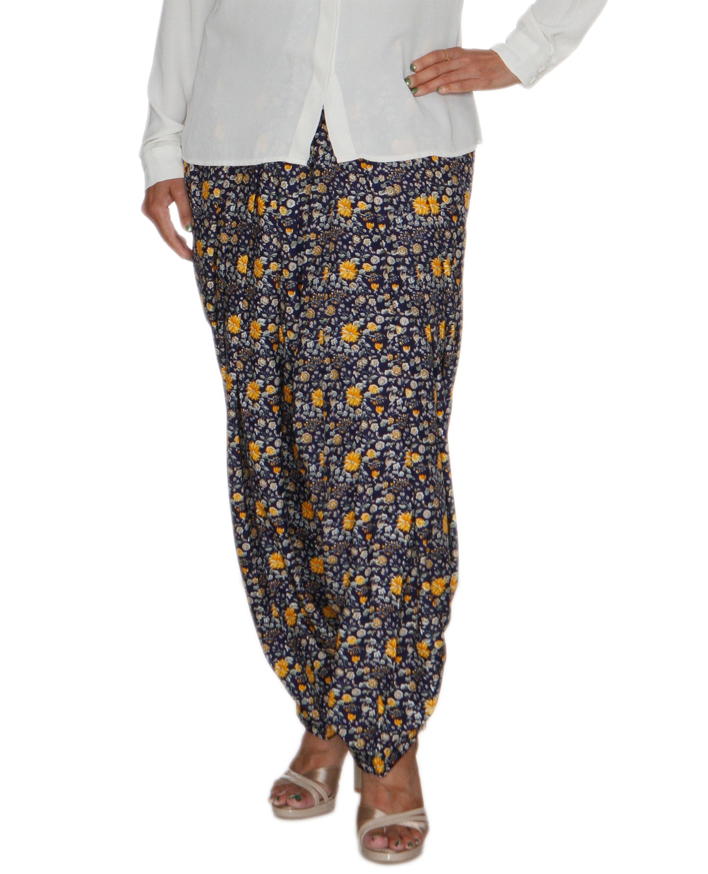 DeeVineeTi Women's Crepe Blue Floral Printed FreeSize Patiala Salwar DVSR0024
