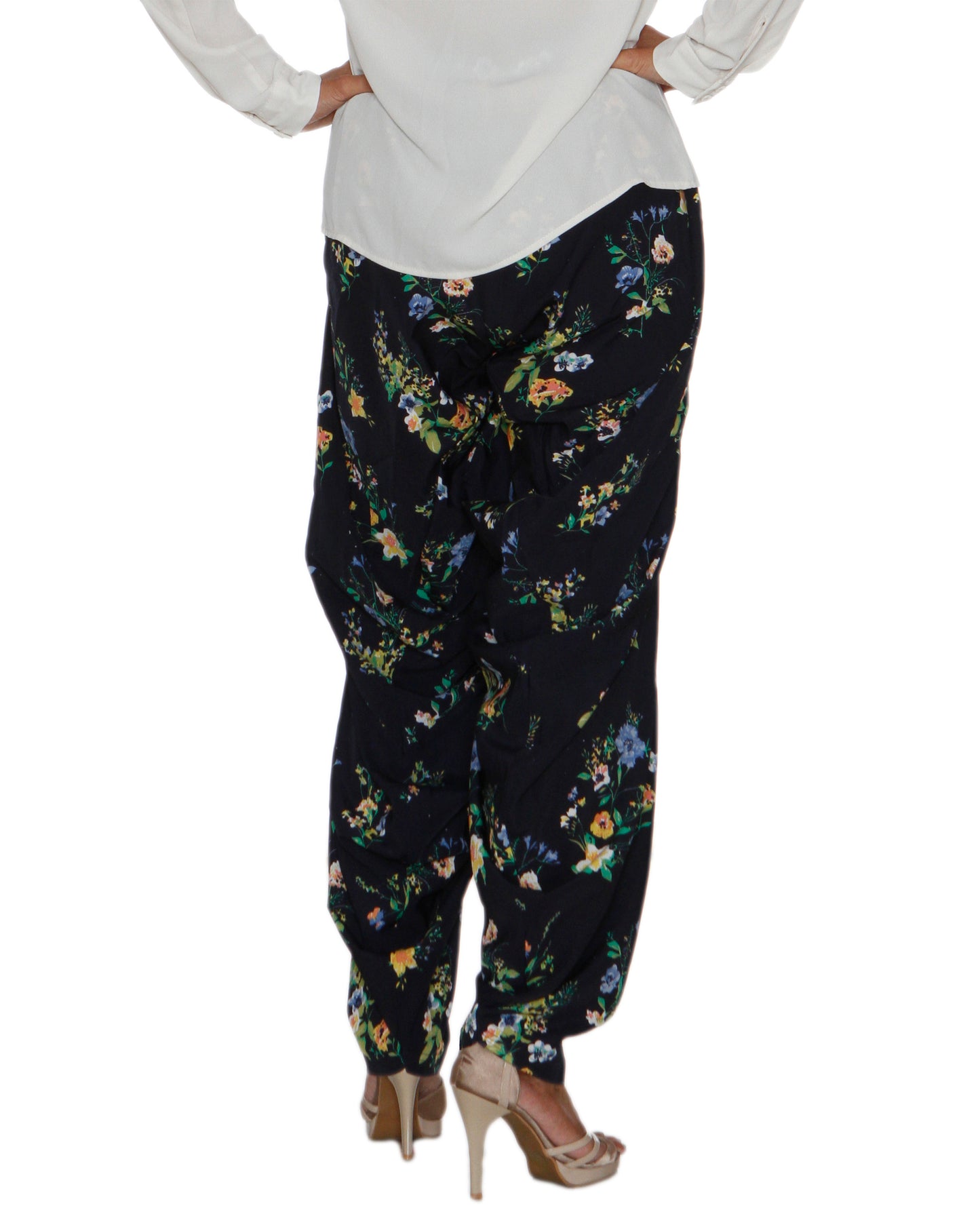 Navy Floral Print Patiala Salwar DVSR0025