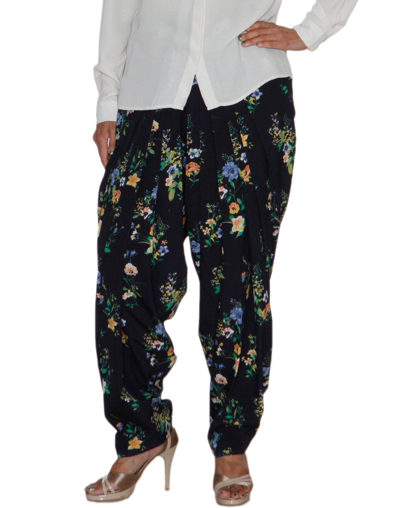 Navy Floral Print Patiala Salwar DVSR0025