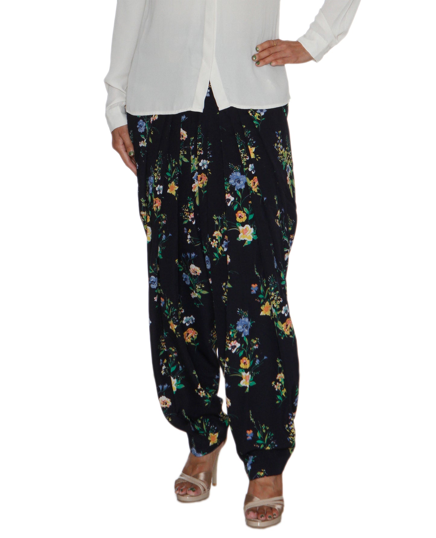 Navy Floral Print Patiala Salwar DVSR0025