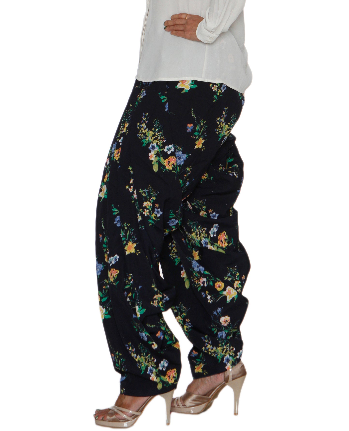 Navy Floral Print Patiala Salwar DVSR0025