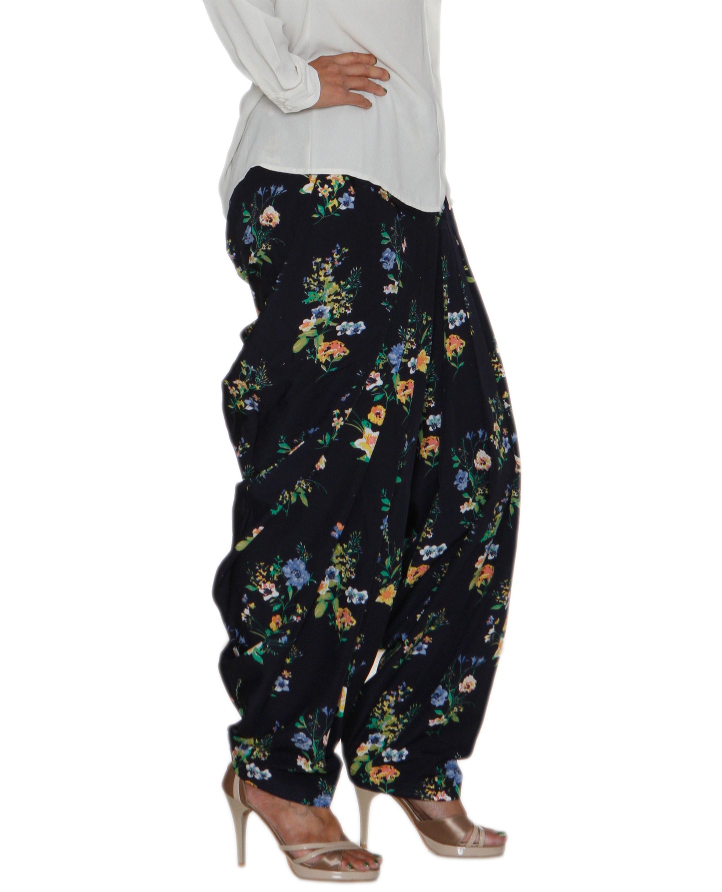 Navy Floral Print Patiala Salwar DVSR0025