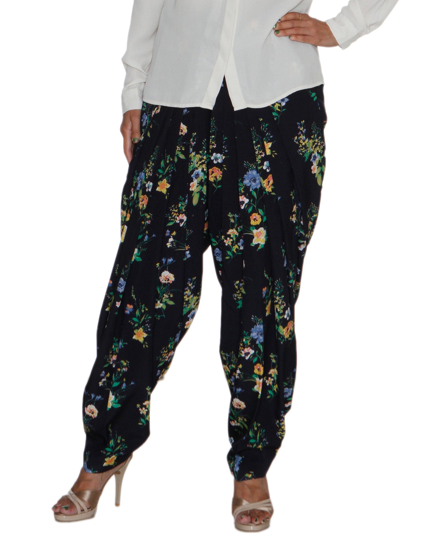 Navy Floral Print Patiala Salwar DVSR0025