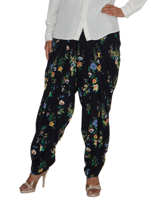 Navy Floral Print Patiala Salwar DVSR0025