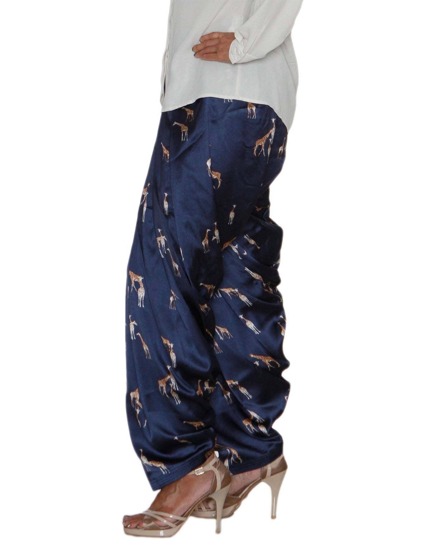 DeeVineeTi Women's Crepe Blue Printed FreeSize Patiala Salwar DVSR0018 Left