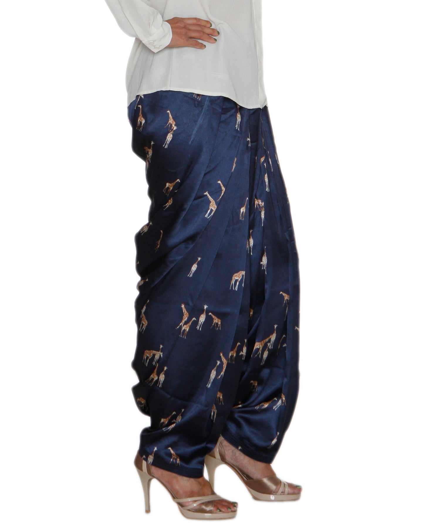 DeeVineeTi Women's Crepe Blue Printed FreeSize Patiala Salwar DVSR0018 Right