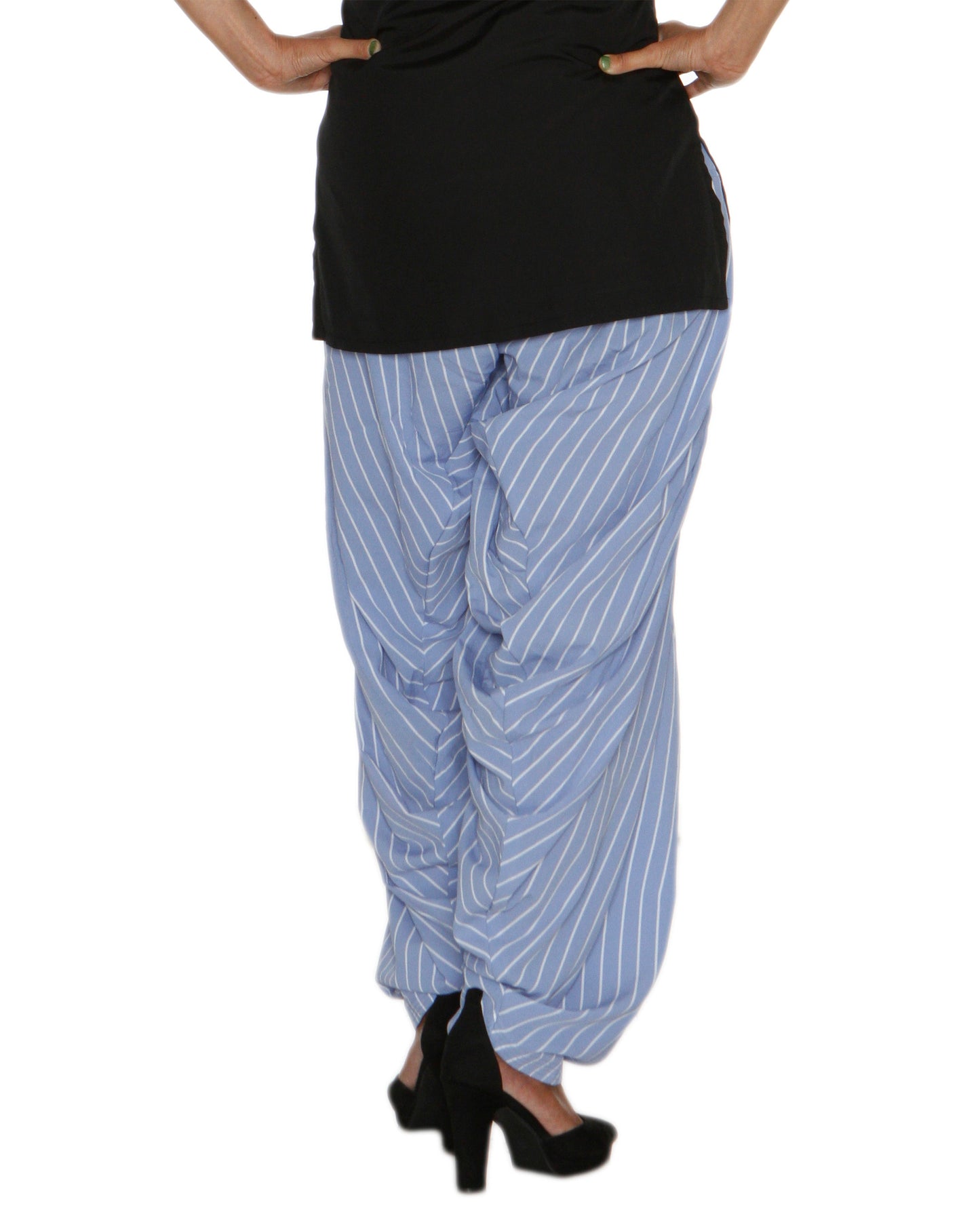 DeeVineeTi Women's Crepe Blue Striped Printed FreeSize Patiala Salwar DVSR0021 Back