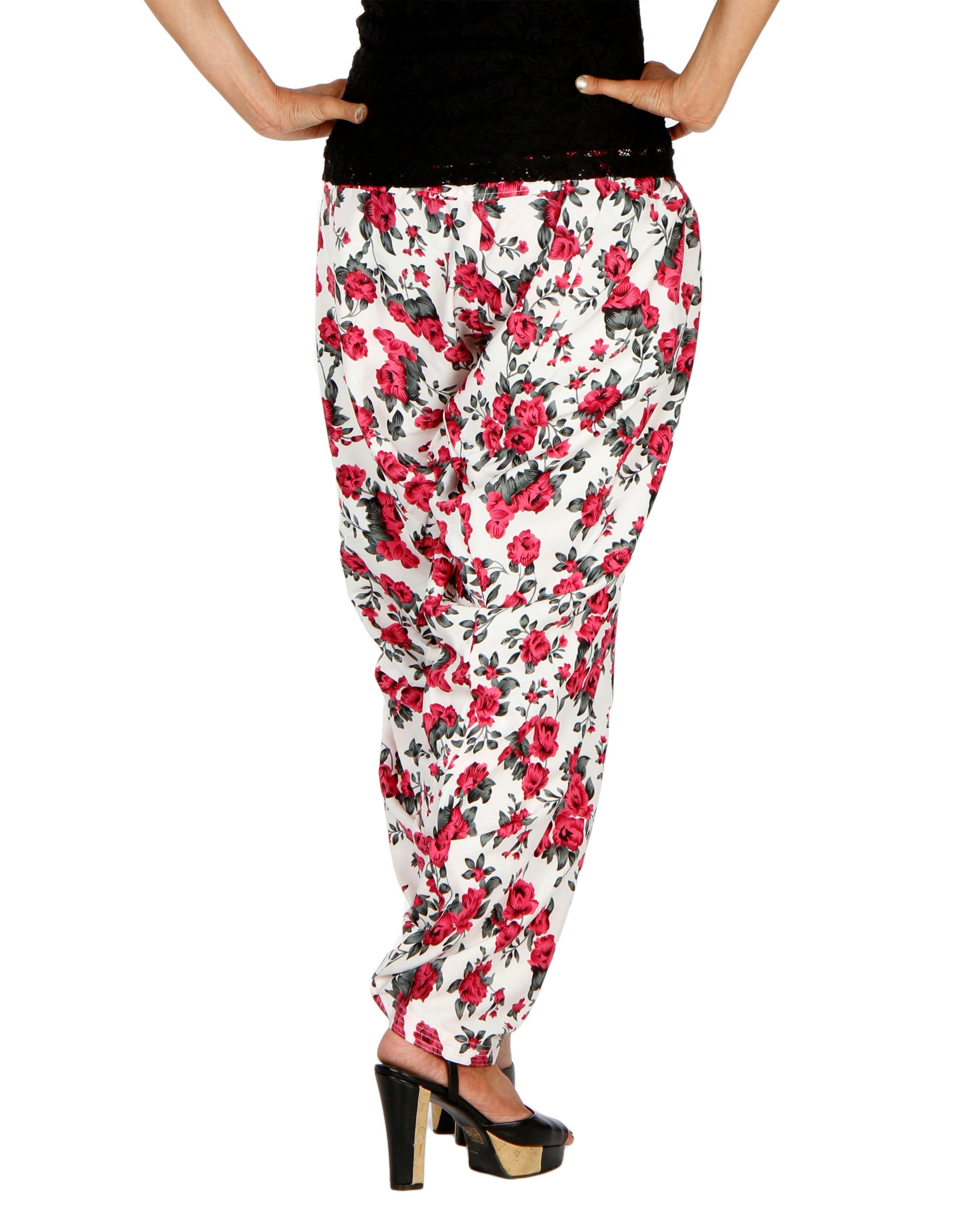DeeVineeTi Women's Crepe Multicolor Floral Printed FreeSize Patiala Salwar DVSR0013 Back