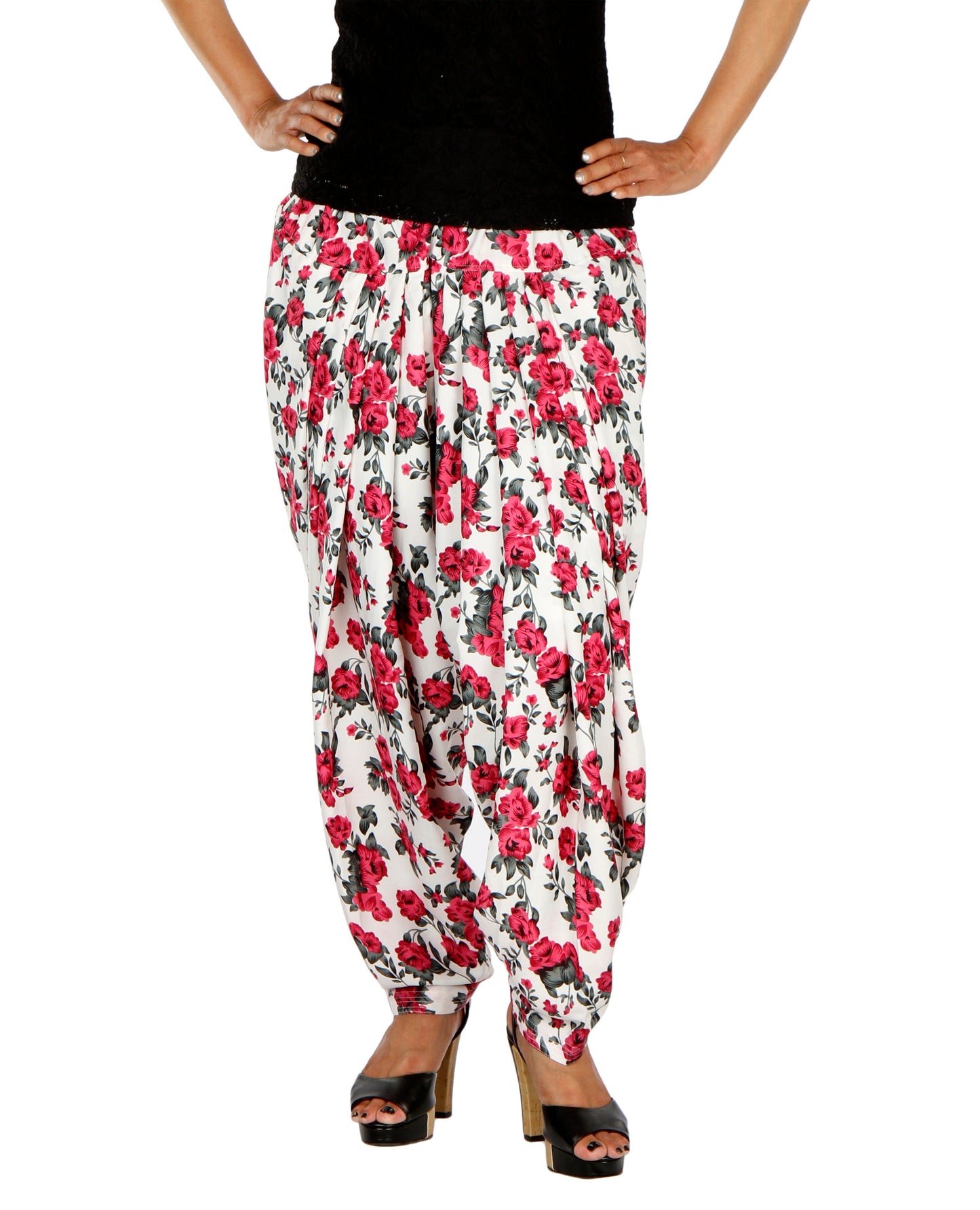 DeeVineeTi Women's Crepe Multicolor Floral Printed FreeSize Patiala Salwar DVSR0013 Front