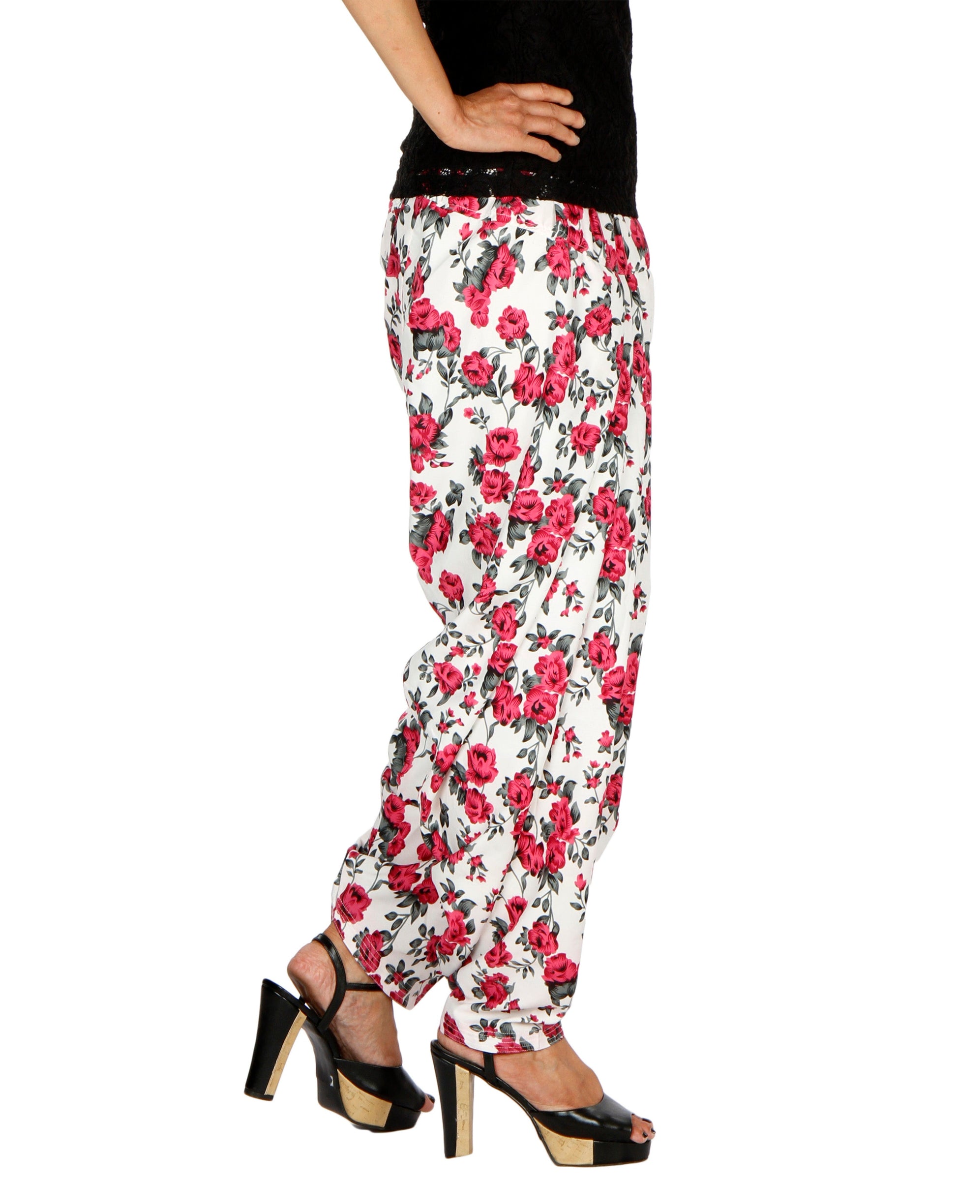 DeeVineeTi Women's Crepe Multicolor Floral Printed FreeSize Patiala Salwar DVSR0013 Right