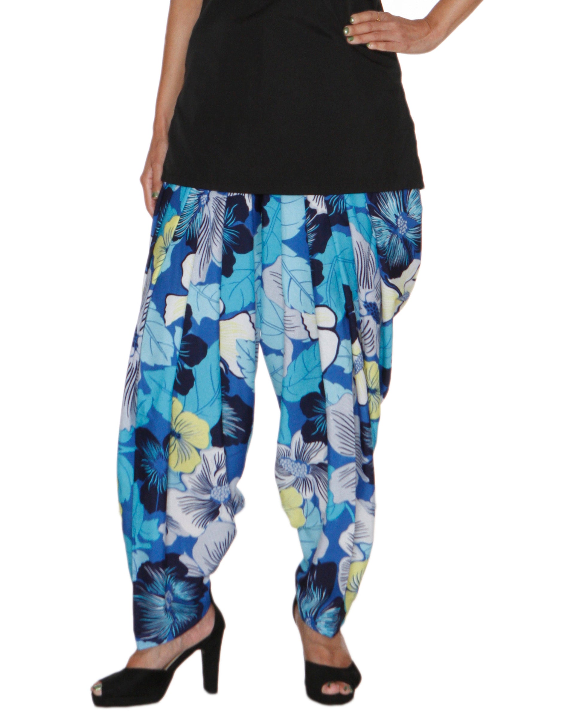 DeeVineeTi Women's Crepe Multicolor Floral Printed FreeSize Patiala Salwar DVSR0023 Front