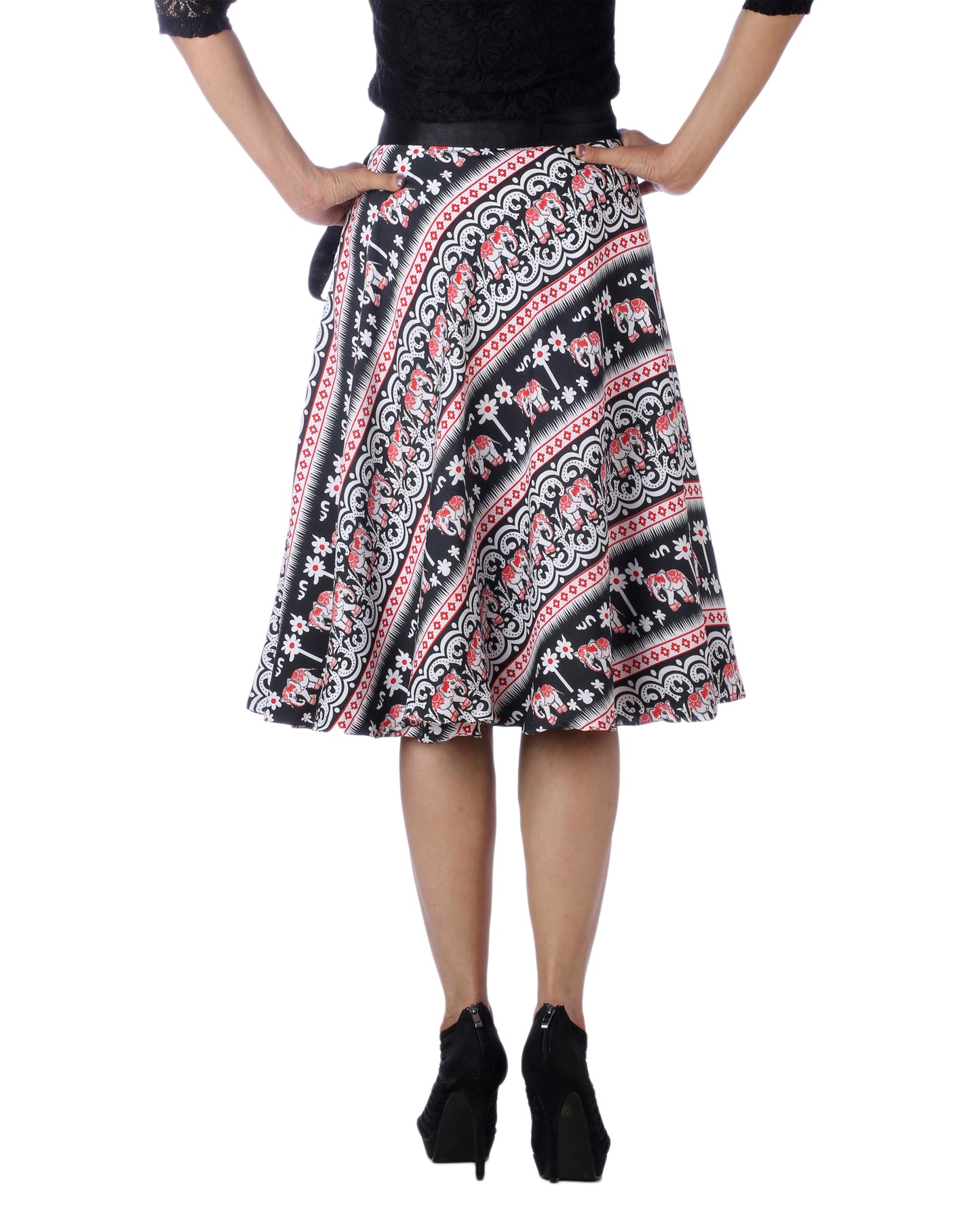 Printed Midi Wrap Skirt Free Size WA000177