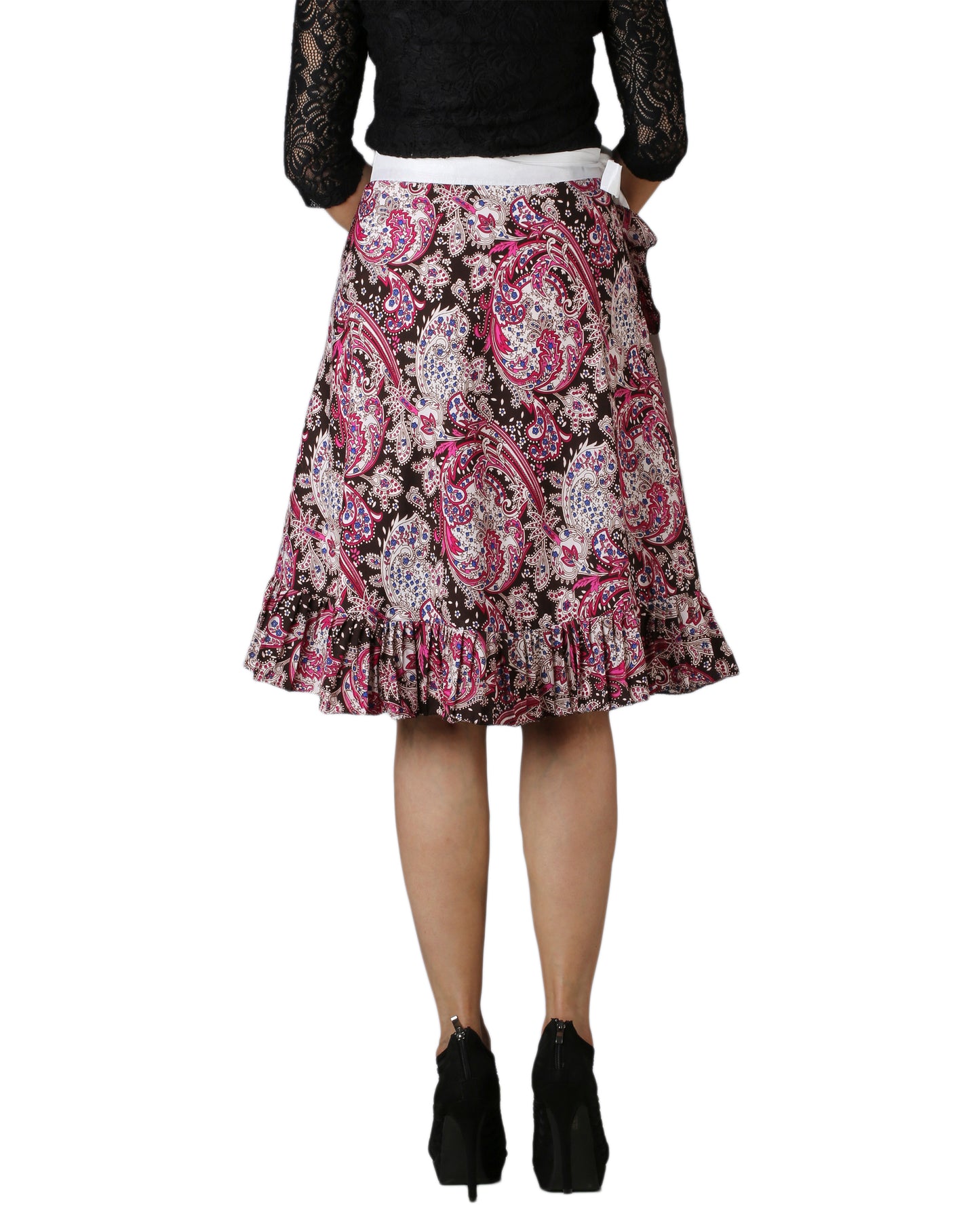 Paisley Multicolor Ruffle Wrap Skirt Free Size WA000173