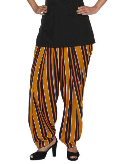 DeeVineeTi Women's Crepe Multicolored Striped Printed FreeSize Patiala Salwar DVSR0017 Front