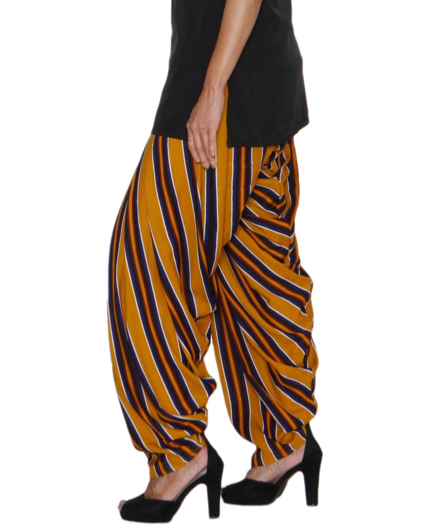DeeVineeTi Women's Crepe Multicolored Striped Printed FreeSize Patiala Salwar DVSR0017 Left