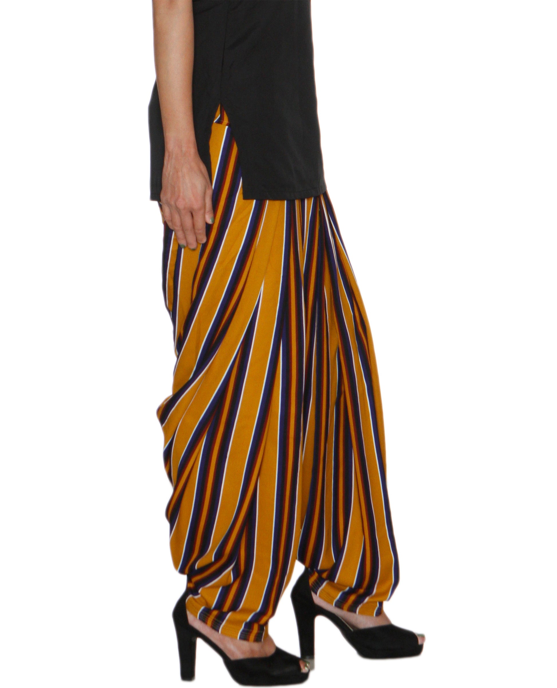 DeeVineeTi Women's Crepe Multicolored Striped Printed FreeSize Patiala Salwar DVSR0017 Right