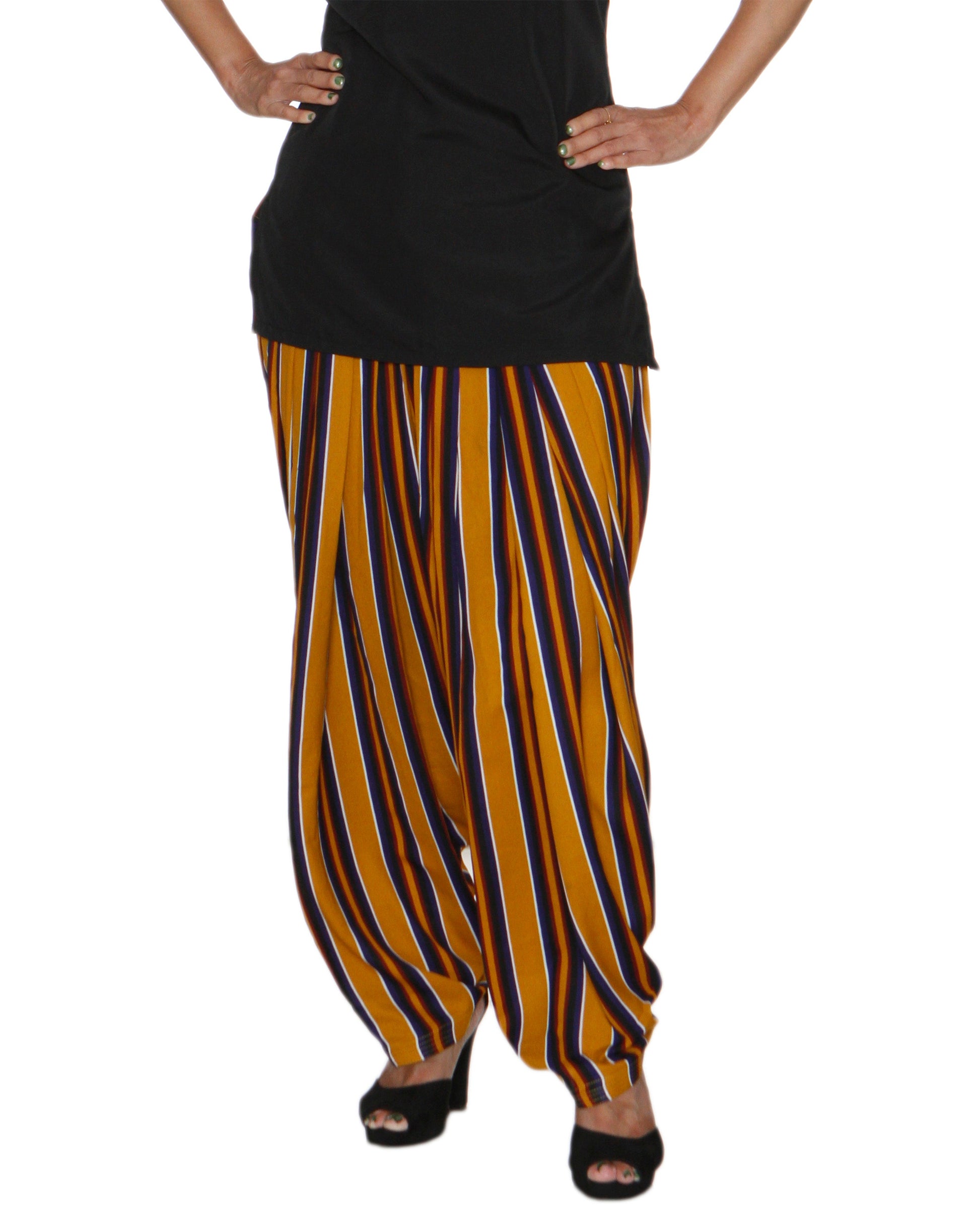 DeeVineeTi Women's Crepe Multicolored Striped Printed FreeSize Patiala Salwar DVSR0017