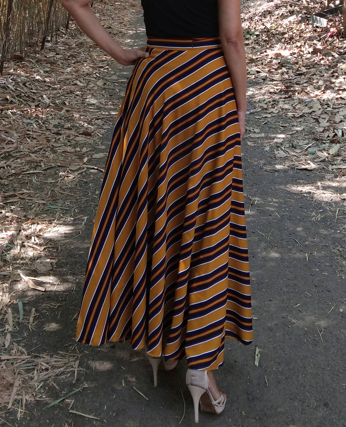 Mustard Striped Wrap Skirt Free Size WA000214
