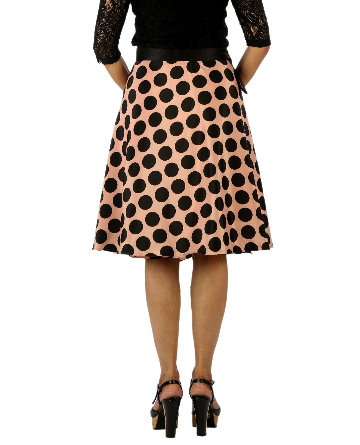 Polka Print Ruffle Wrap Skirt Free Size WA000181