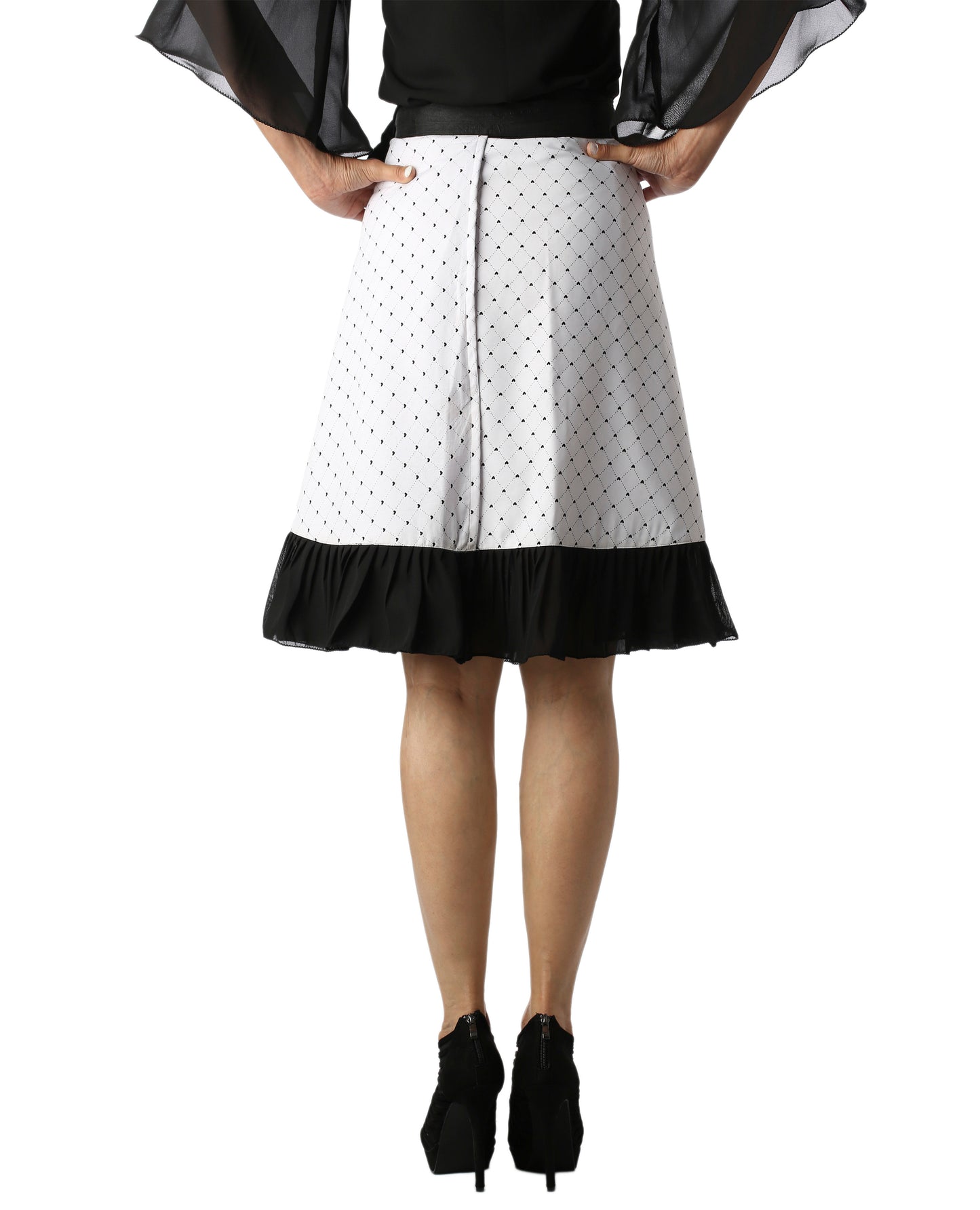 Checkered White Ruffle Wrap Skirt Free Size WA000145