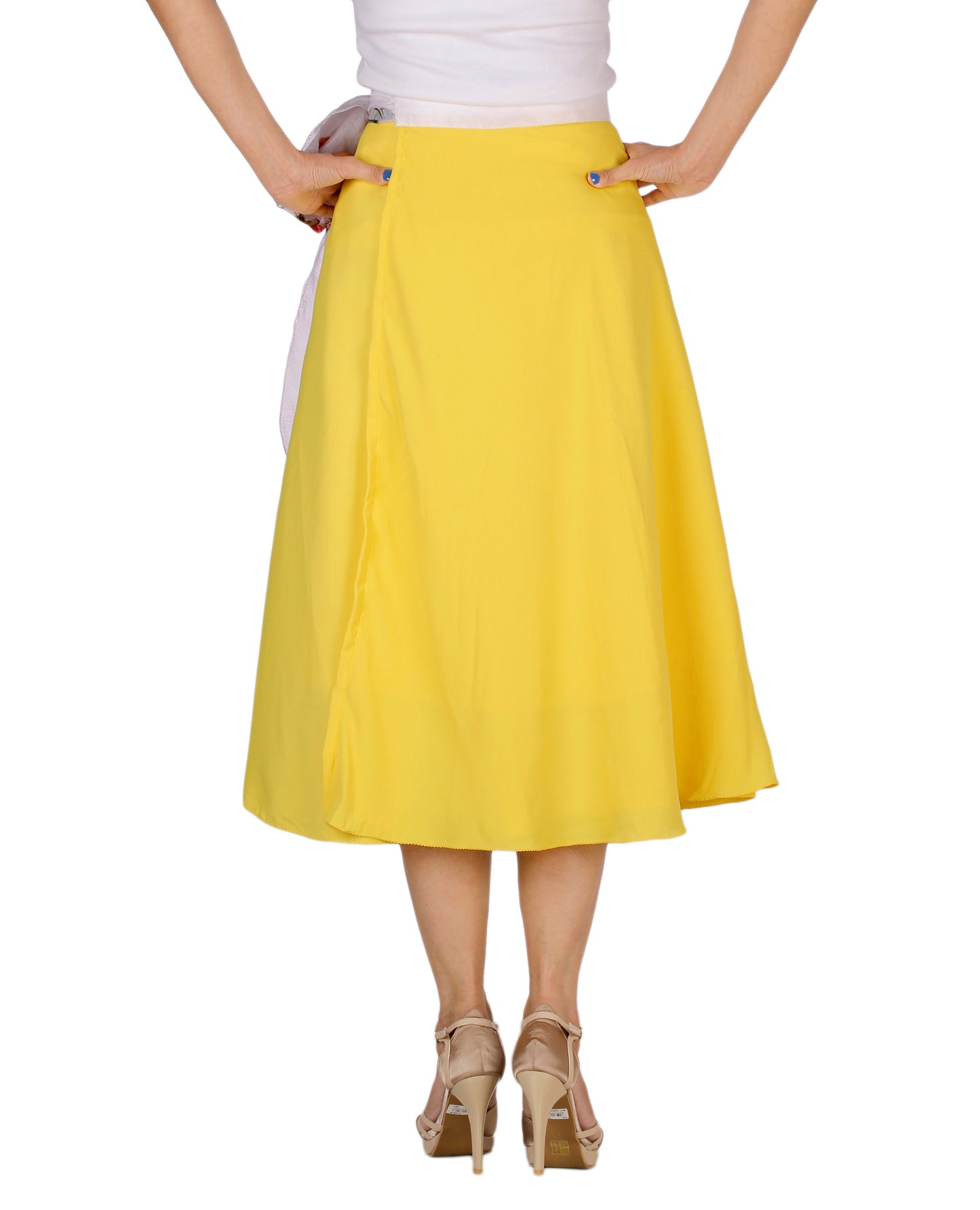 Crepe Yellow Beach Wrap Skirt Free Size WA000168
