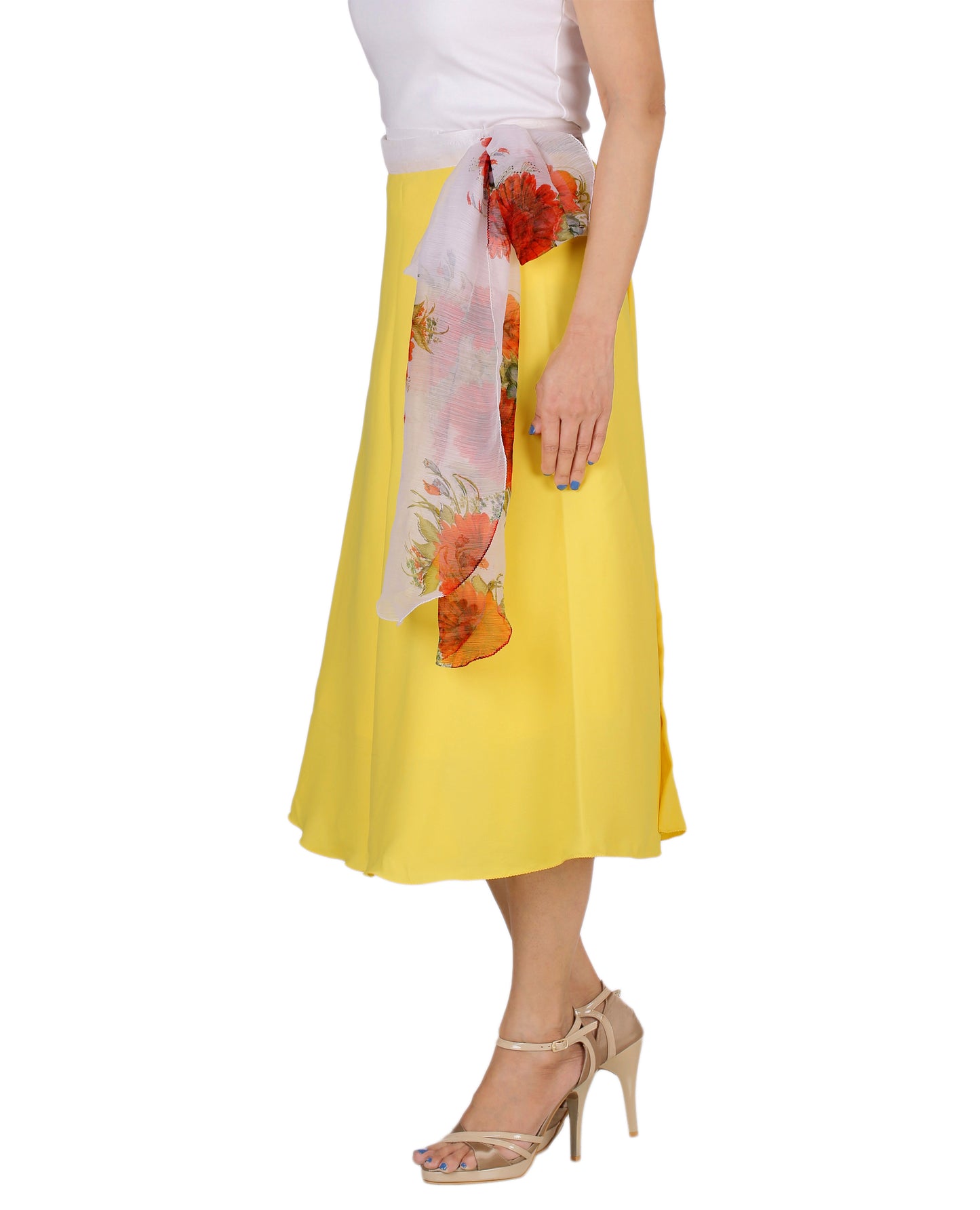 Crepe Yellow Beach Wrap Skirt Free Size WA000168