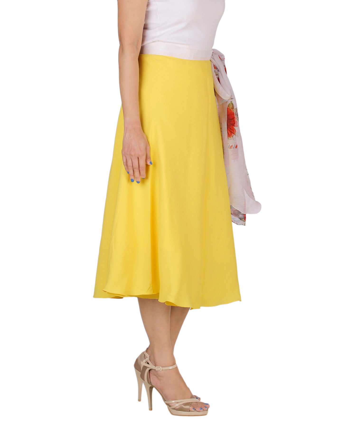 Crepe Yellow Beach Wrap Skirt Free Size WA000168