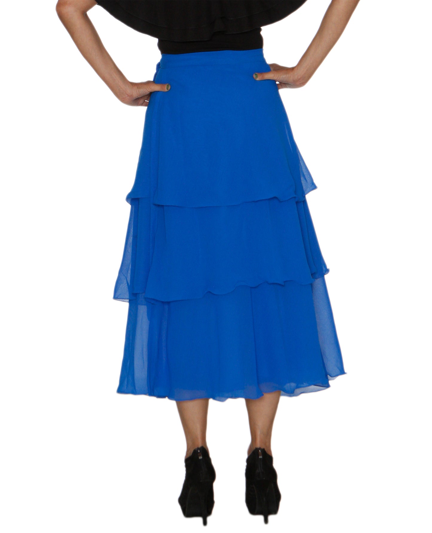 Blue Georgette Solid Layered Wrap Skirt Free Size WA000213
