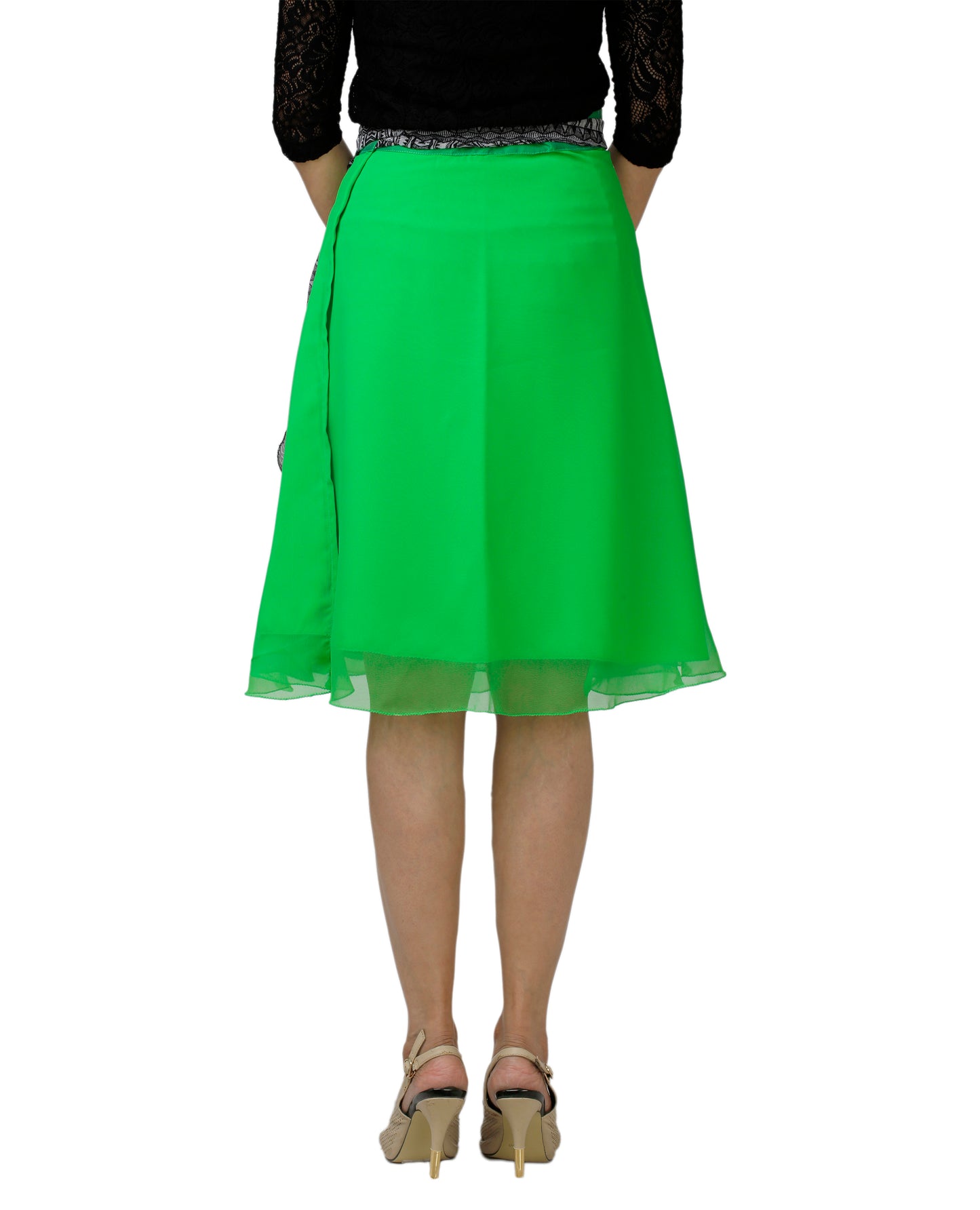 Solid Green Wrap Skirt Free Size WA000139